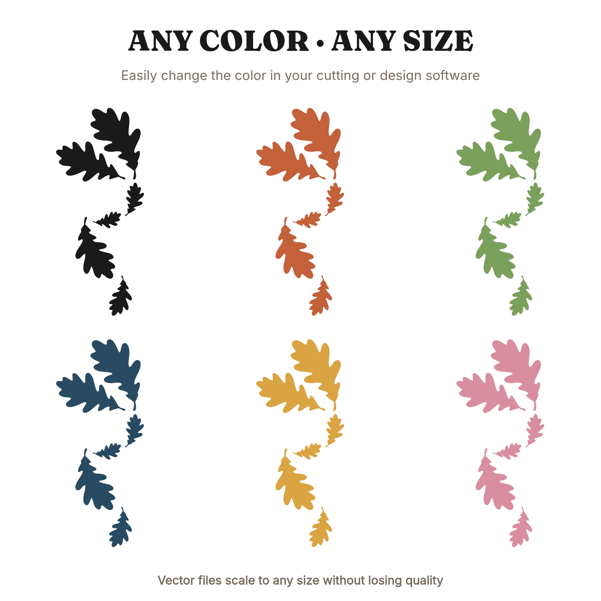 Autumn Oak Leaves Spiral SVG PNG, Fall Silhouette Cut File, Boho Organic Leaf Design for Cricut — view 2