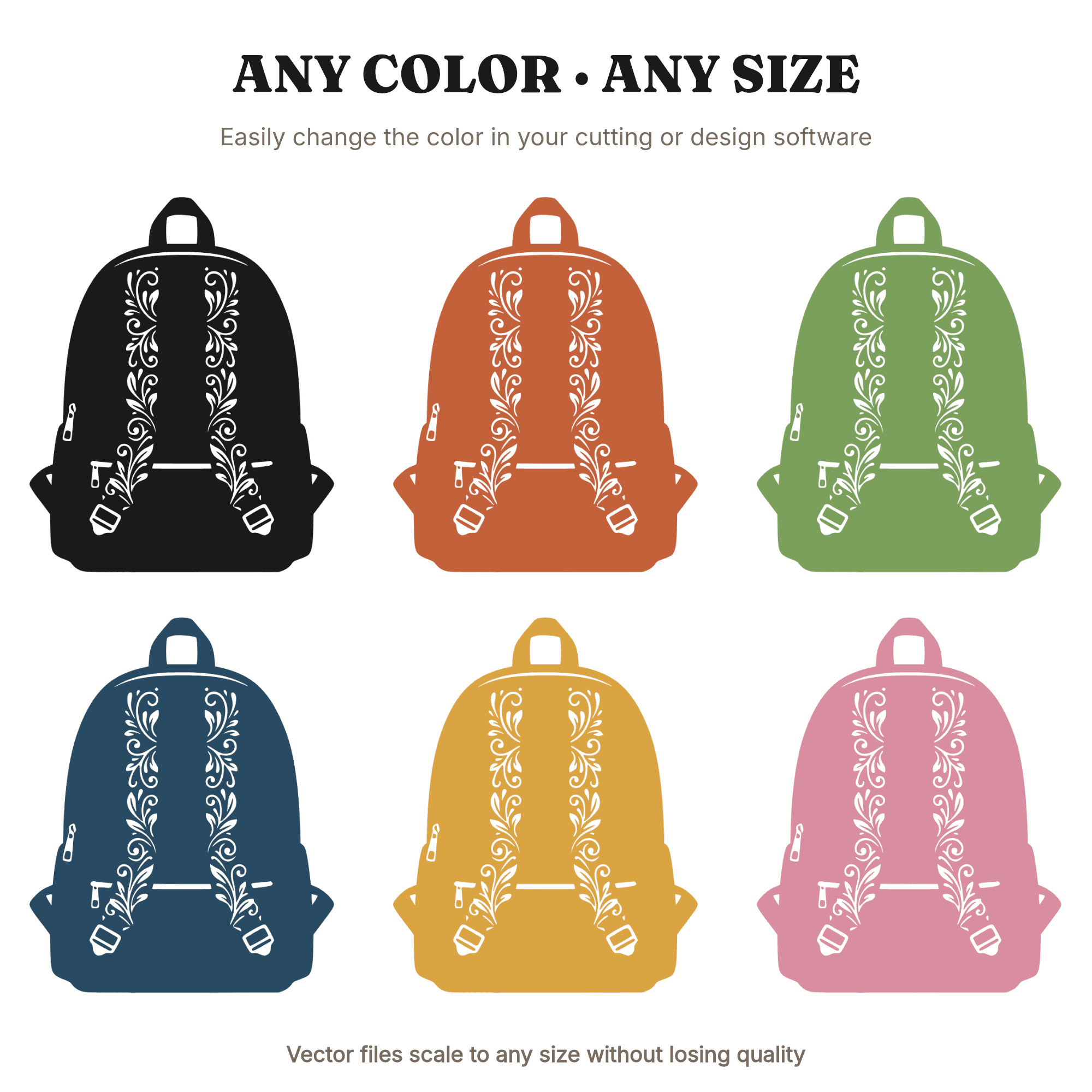 Vintage Botanical Backpack SVG PNG, Back to School Cut File, Leaf Backpack Clipart for Cricut — view 2
