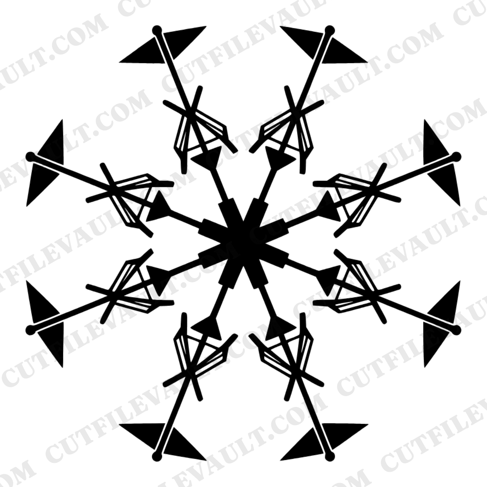 Ice Fishing Tip Up Snowflake Mandala SVG PNG Art Deco Winter New Year Fishing Cut File Design — view 1