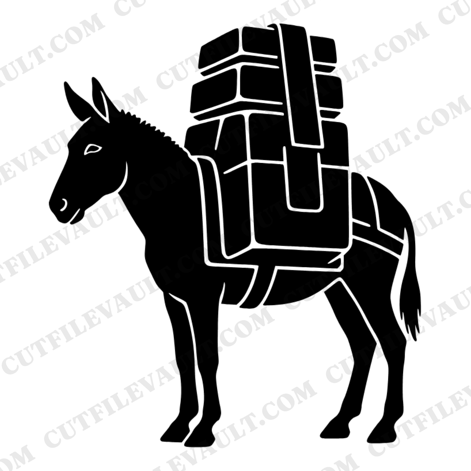 Labor Day Pack Mule SVG PNG, Geometric Saddlebag Silhouette Cut File, Working Animal Design