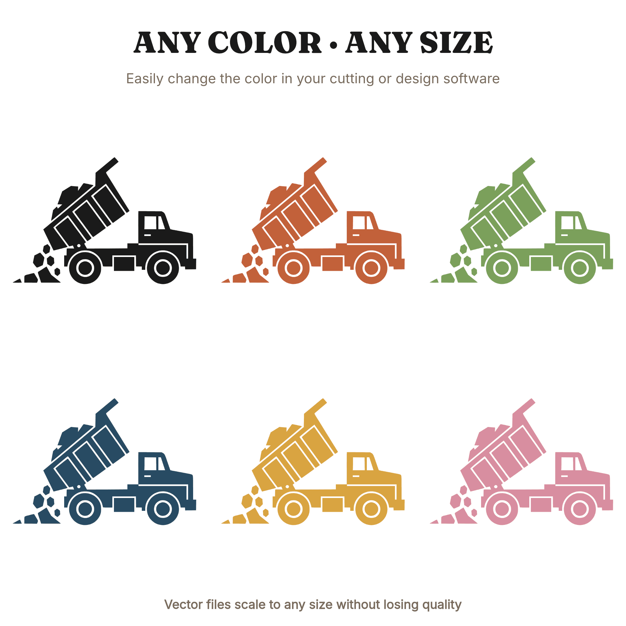 Art Deco Dump Truck SVG PNG Mid Action Silhouette Cut File Labor Day Birthday Decor — view 2