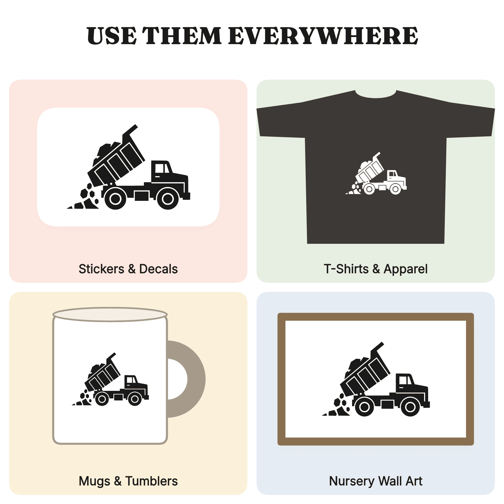 Art Deco Dump Truck SVG PNG Mid Action Silhouette Cut File Labor Day Birthday Decor — view 3