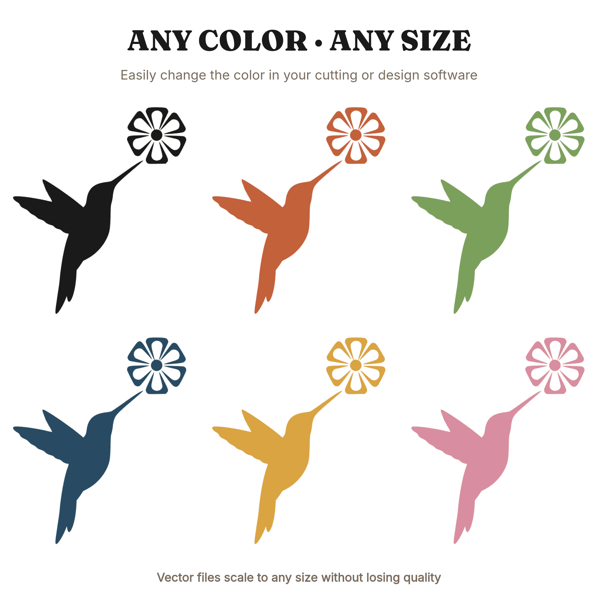 Hummingbird SVG Mid Century Modern Flower Pollinator Cut File PNG Geometric Bird Diagonal Layered Vinyl — view 2