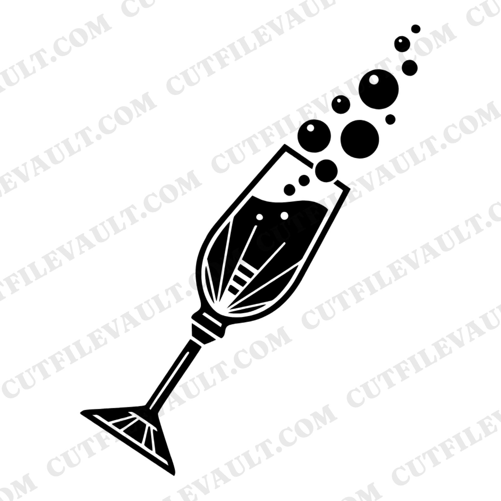 Art Deco Champagne Toast SVG PNG, New Year's Eve Flute Silhouette, Bubbles Party Decor Cut File — view 1