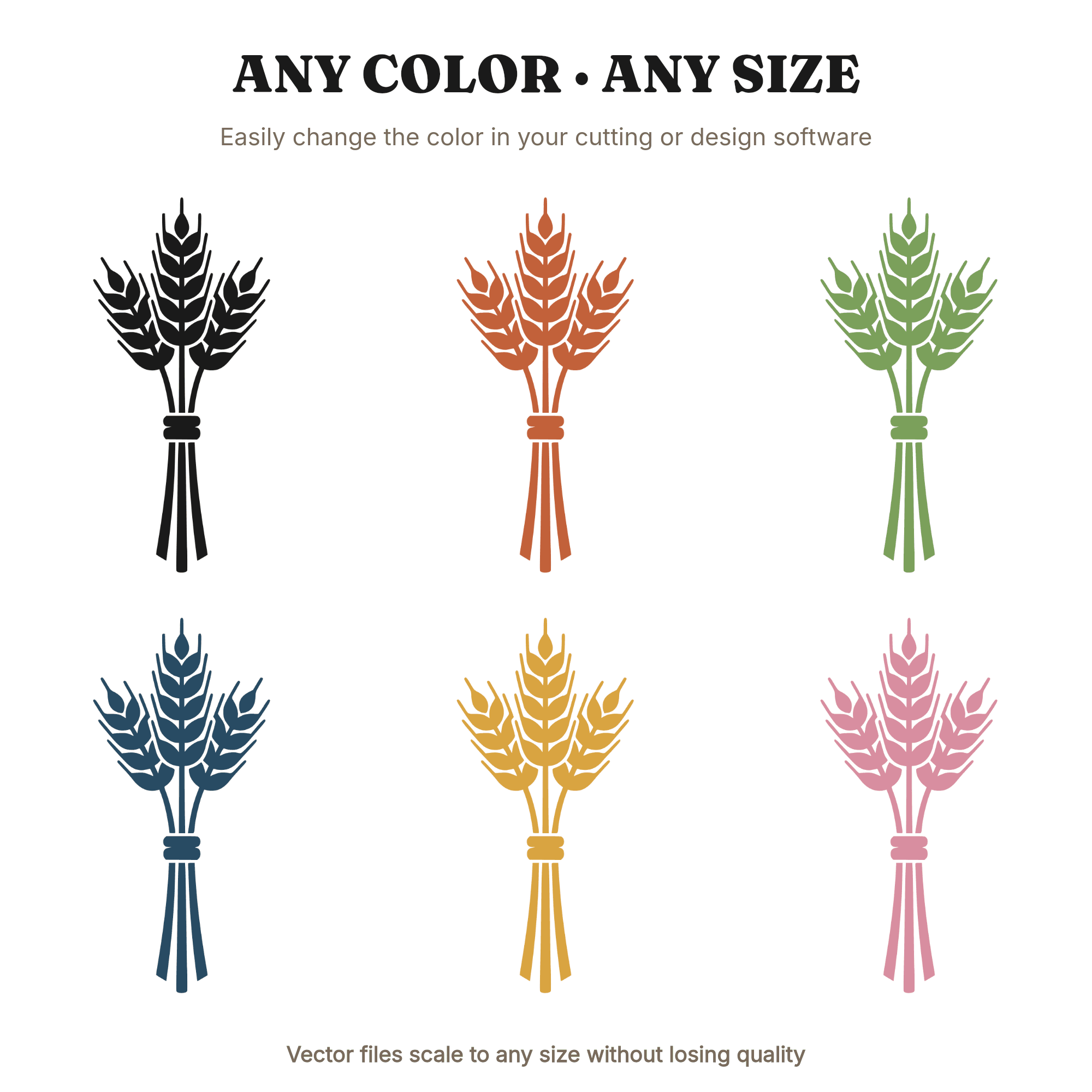 Mid Century Wheat Bundle SVG PNG, Retro 70s Harvest Silhouette, Fall Autumn Farmhouse Cut File — view 2