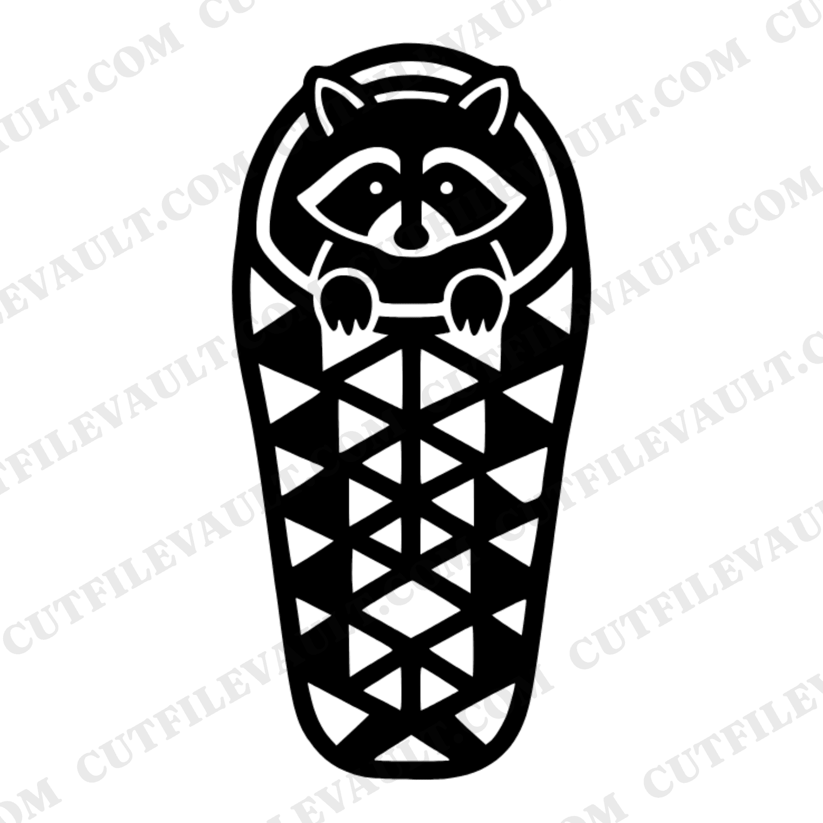 Raccoon Sleeping Bag SVG PNG Art Deco Camper Silhouette Cut File Camping Outdoor Adventure — view 1