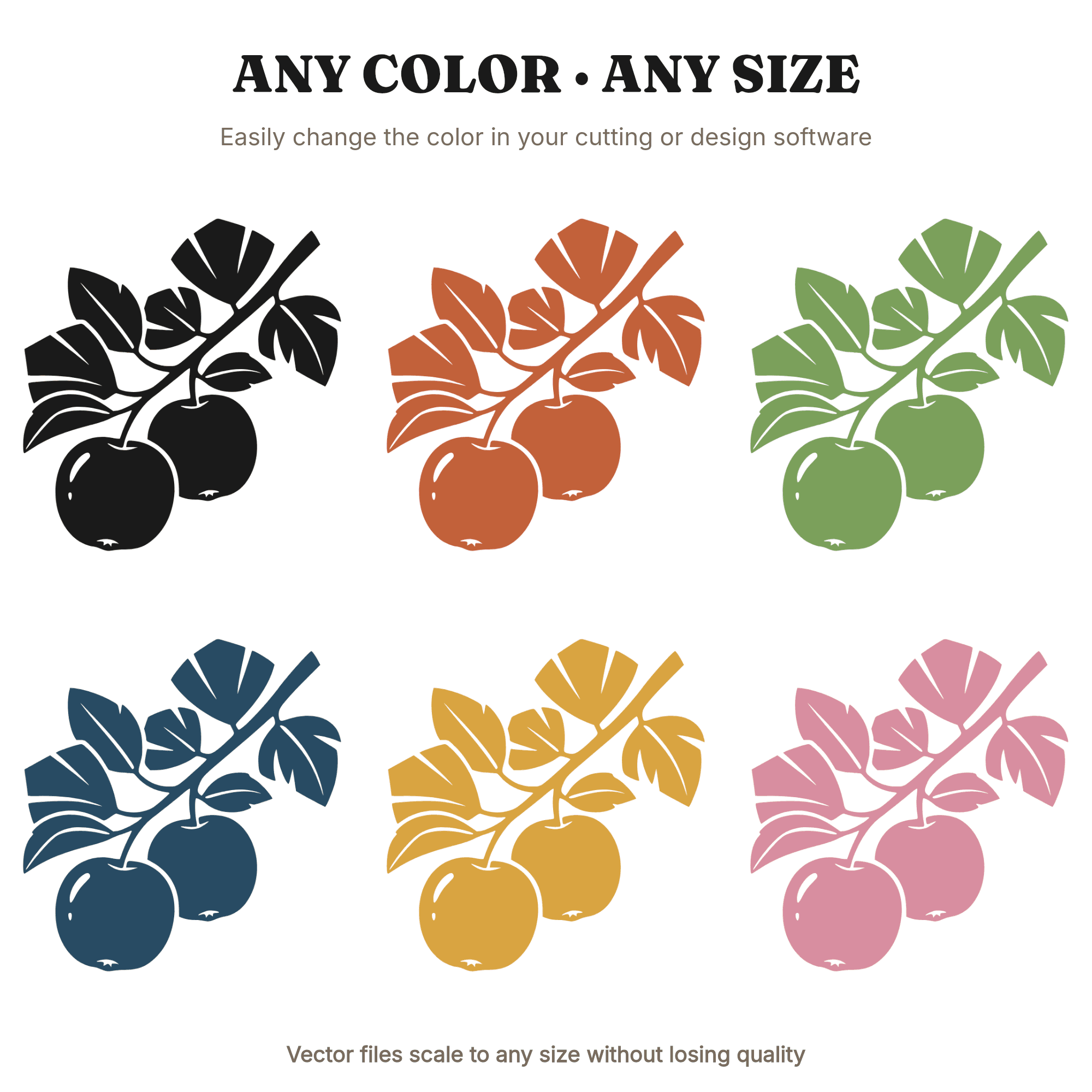 Art Deco Apple Branch SVG PNG, Teacher Appreciation Cut File, Back to School Geometric Apple Tree Design — view 2