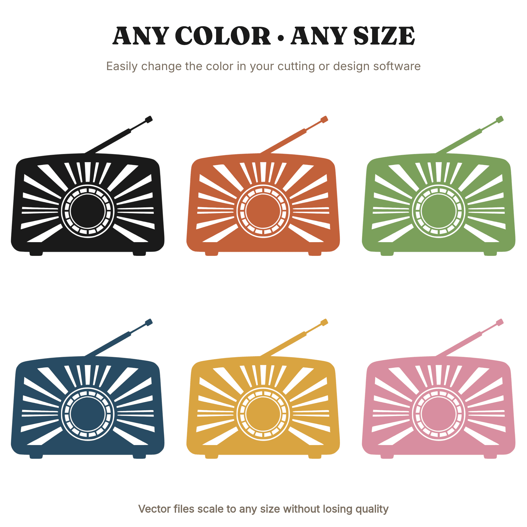First Day of Autumn Retro Radio SVG PNG, Art Deco 1950s Vintage Radio Silhouette Cut File — view 2