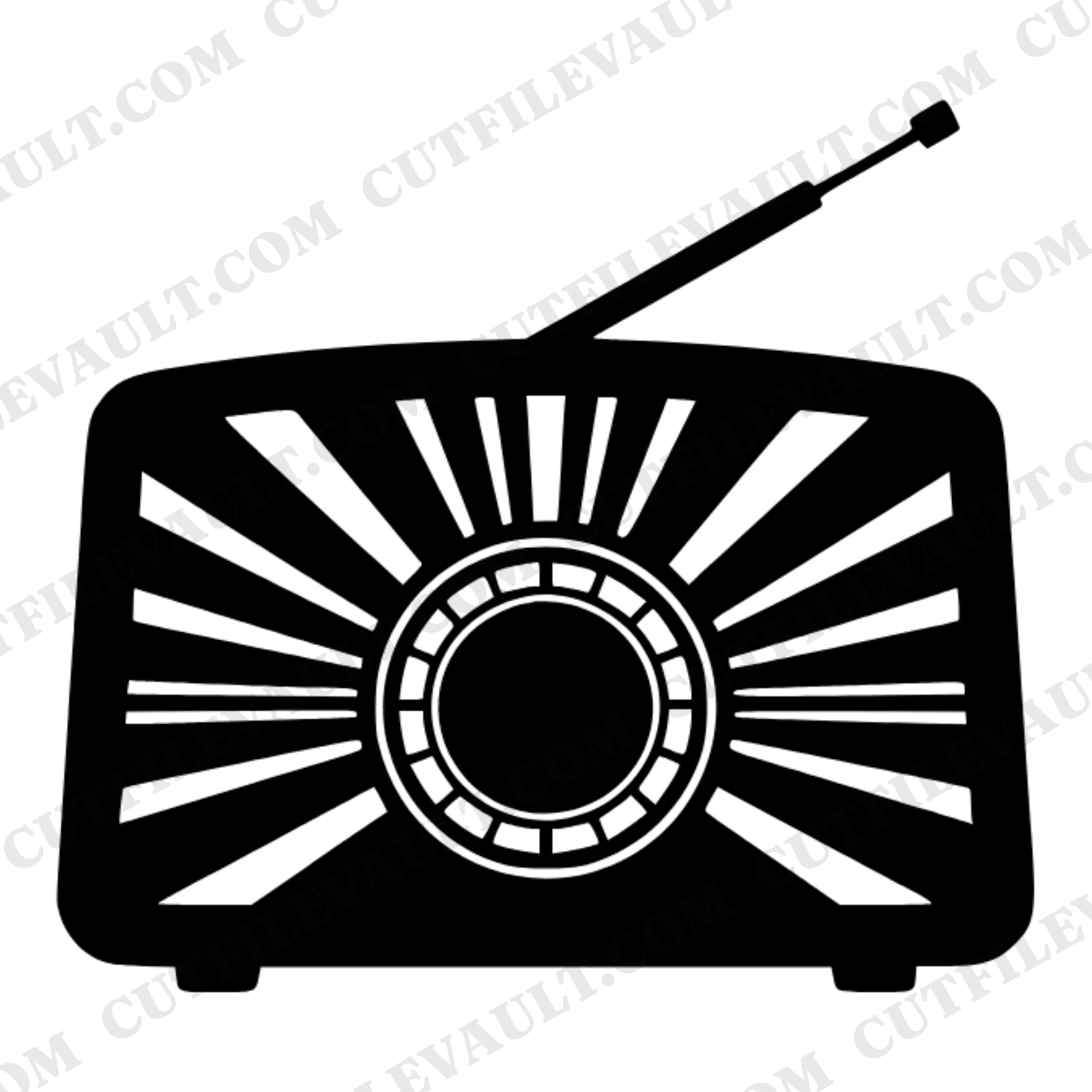 First Day of Autumn Retro Radio SVG PNG, Art Deco 1950s Vintage Radio Silhouette Cut File — view 1