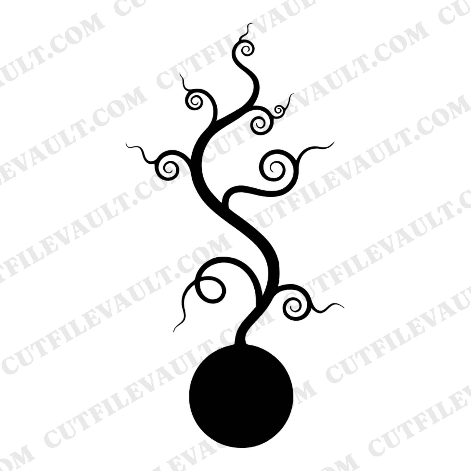 Climbing Watermelon Vine SVG PNG, Cottagecore Botanical Silhouette, Single Line Vine Cut File