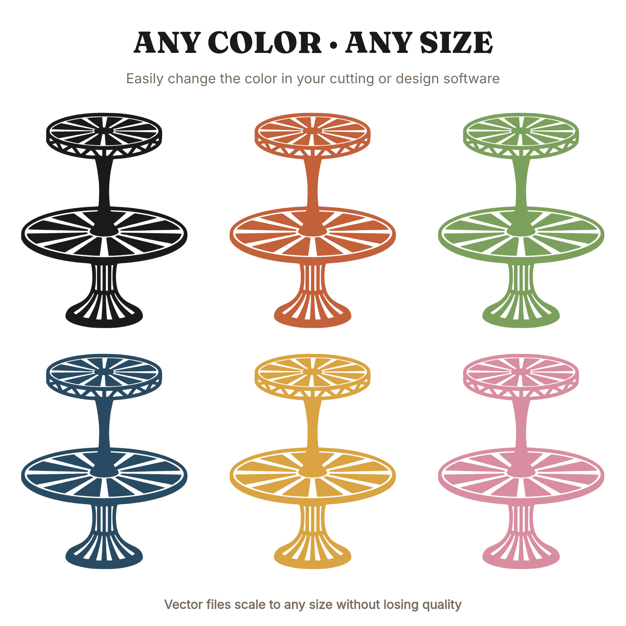 Three Tier Cake Stand SVG PNG, Art Deco Geometric Farmhouse Kitchen Wall Decor Cut File — view 2