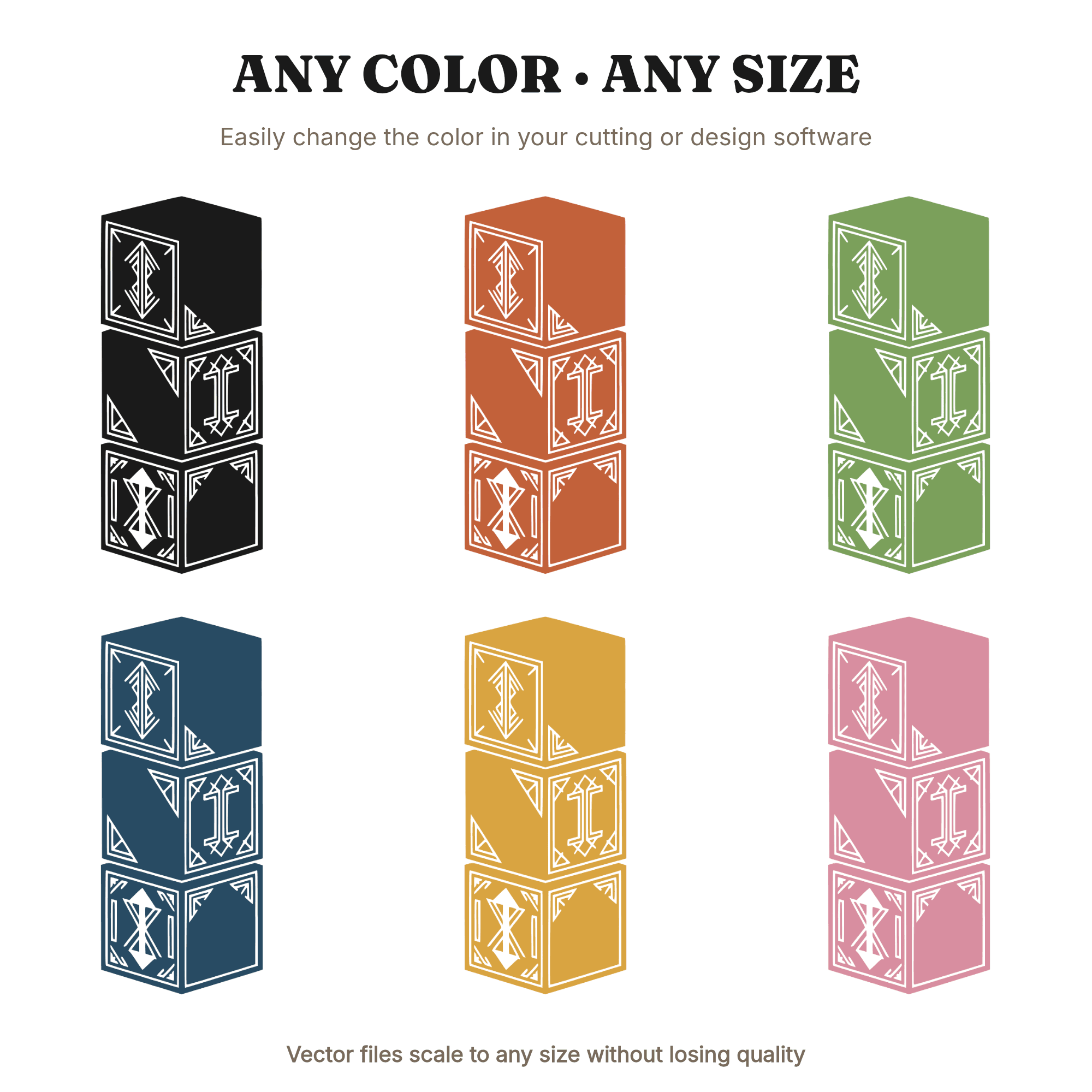 Art Deco Alphabet Block Tower SVG PNG, Nursery Name Decal Cut File, Stacked Baby Blocks Monogram — view 2