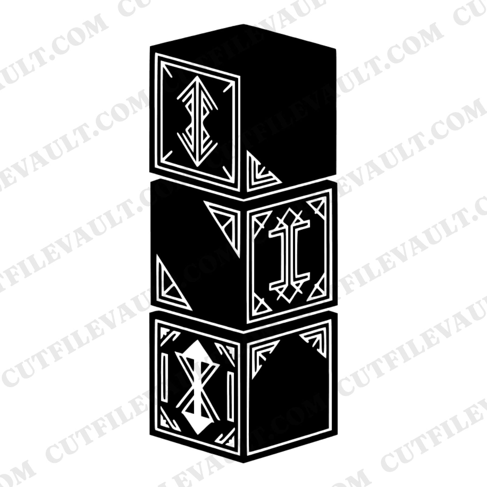 Art Deco Alphabet Block Tower SVG PNG, Nursery Name Decal Cut File, Stacked Baby Blocks Monogram — view 1
