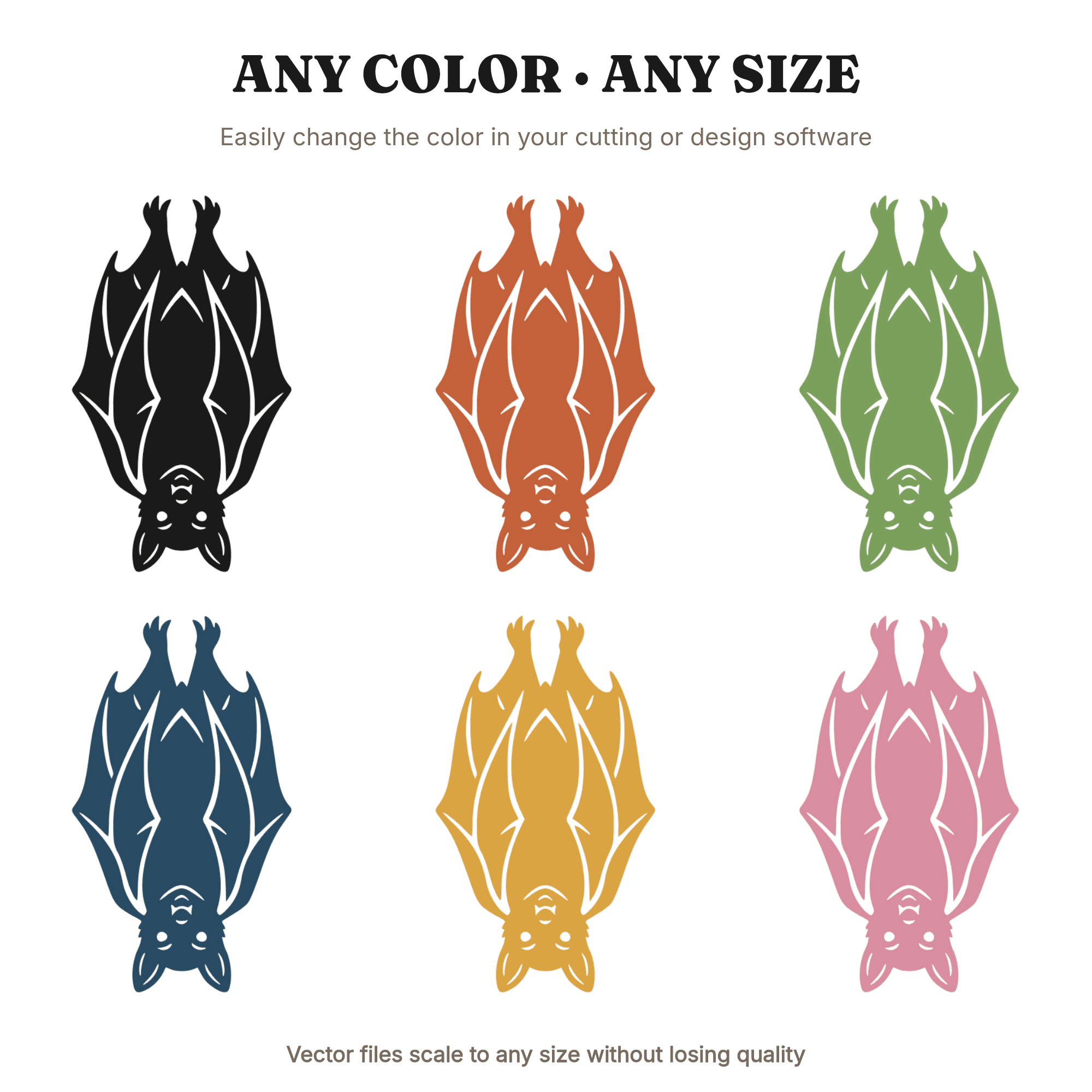 Upside Down Bat SVG PNG, Retro 70s Halloween Bat Wrapped in Wings, Spooky Vampire Cloak Cut File — view 2