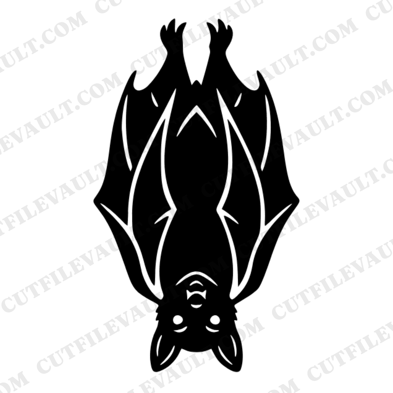 Upside Down Bat SVG PNG, Retro 70s Halloween Bat Wrapped in Wings, Spooky Vampire Cloak Cut File — view 1