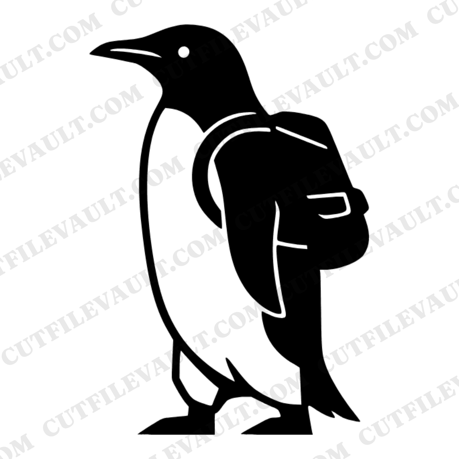 Nordic Penguin Scholar with Backpack SVG PNG, Art Deco Geometric Back to School Cut File — view 1