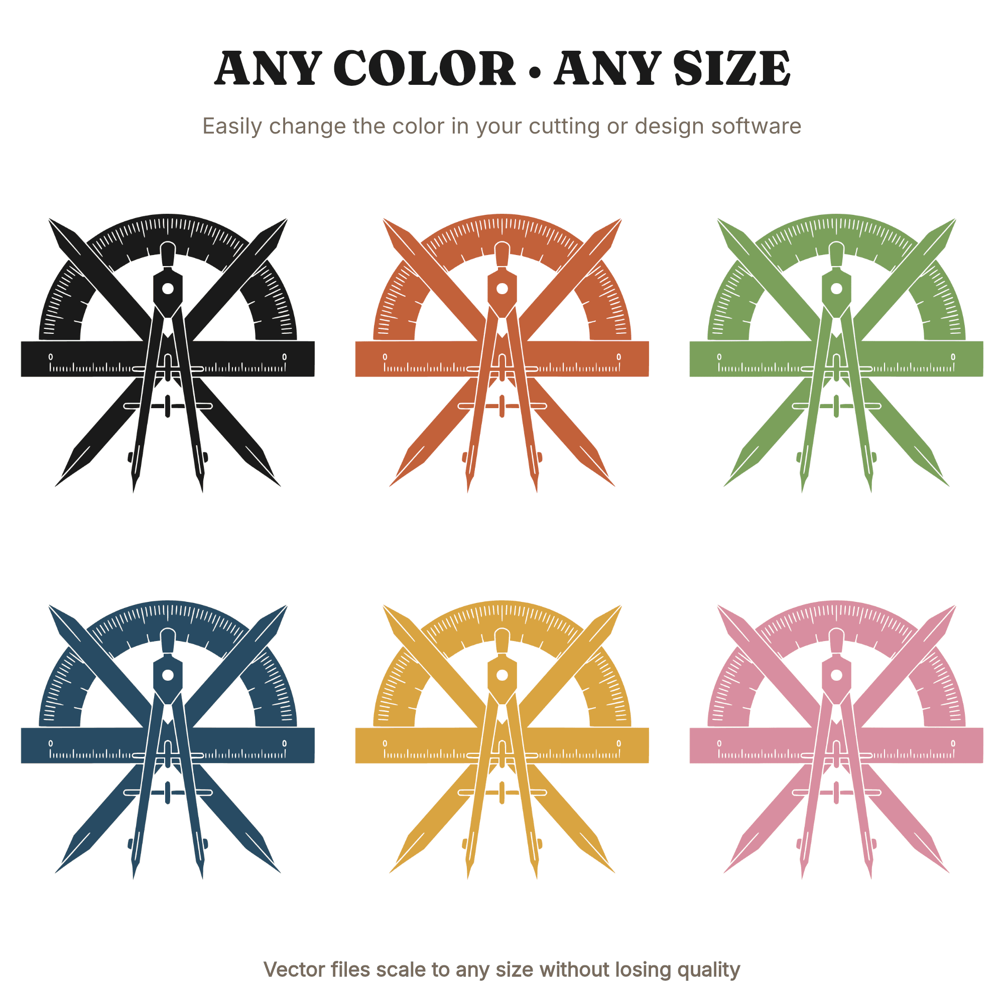 Art Deco Geometry Tools SVG PNG, Protractor Compass Cross Design, Back to School Math Teacher Gift — view 2