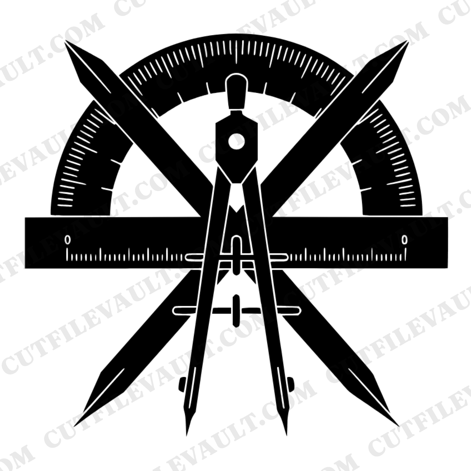 Art Deco Geometry Tools SVG PNG, Protractor Compass Cross Design, Back to School Math Teacher Gift — view 1