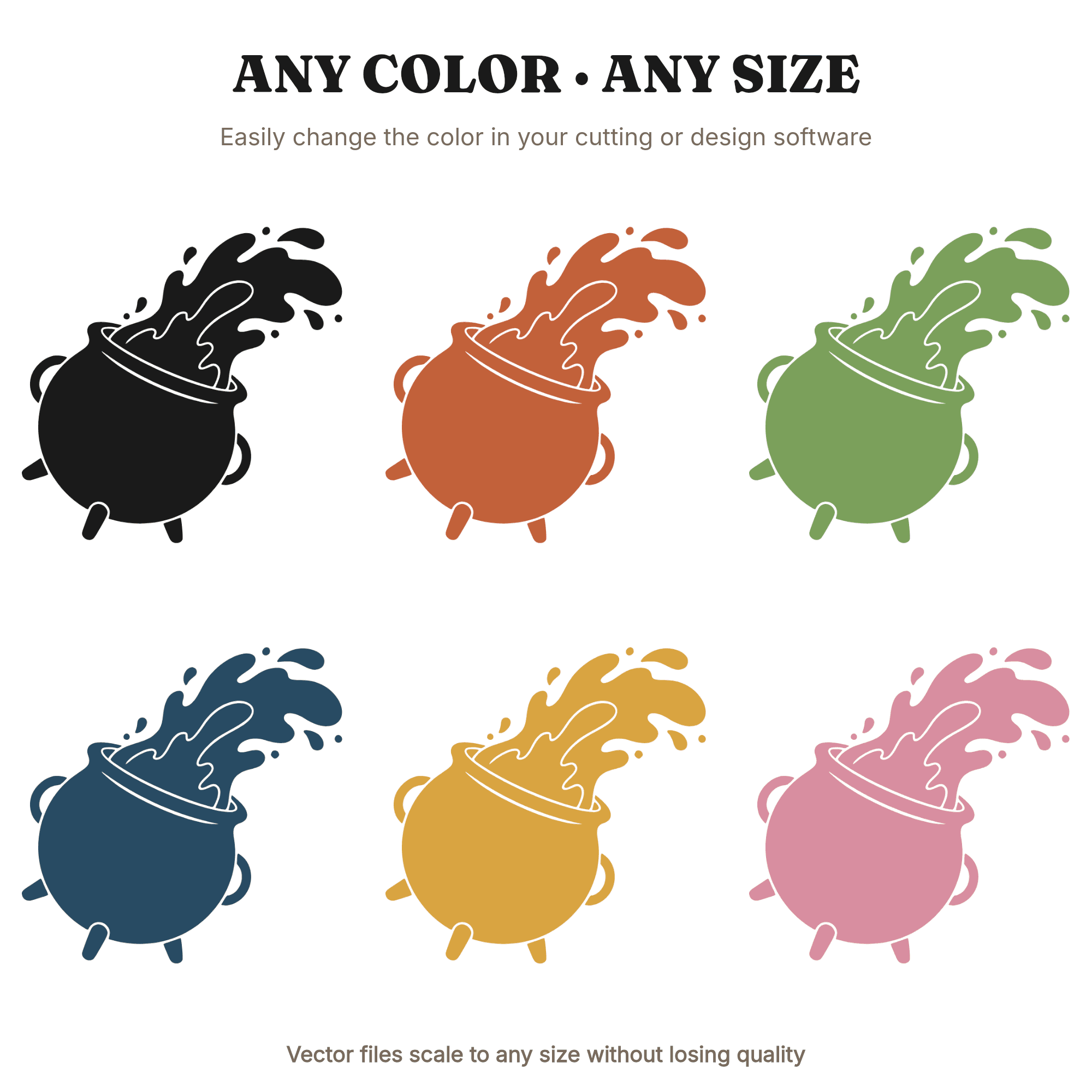 Halloween Kawaii Cauldron Potion Spill SVG PNG Cut File Witch Silhouette Fluid Abstract Design — view 2