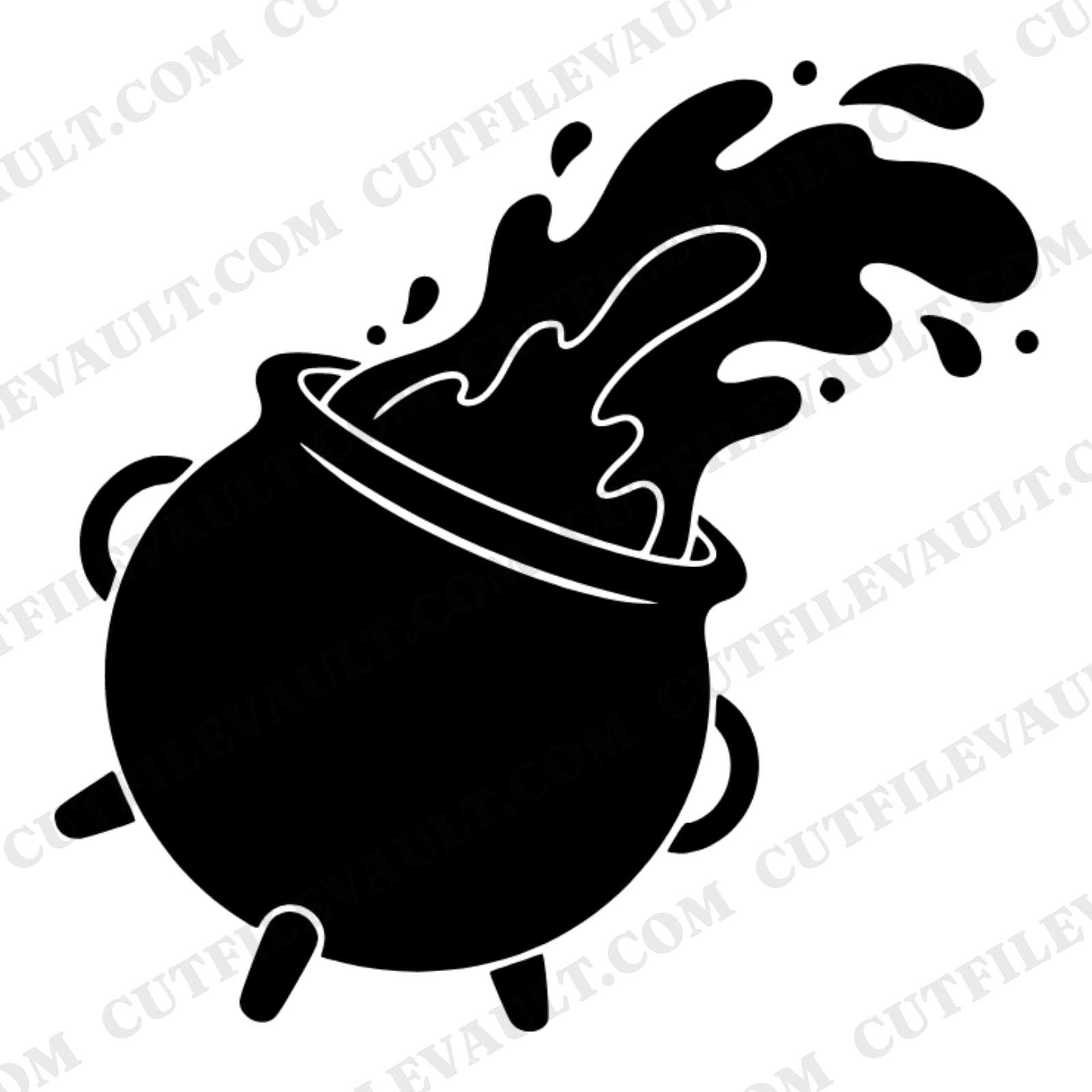 Halloween Kawaii Cauldron Potion Spill SVG PNG Cut File Witch Silhouette Fluid Abstract Design — view 1