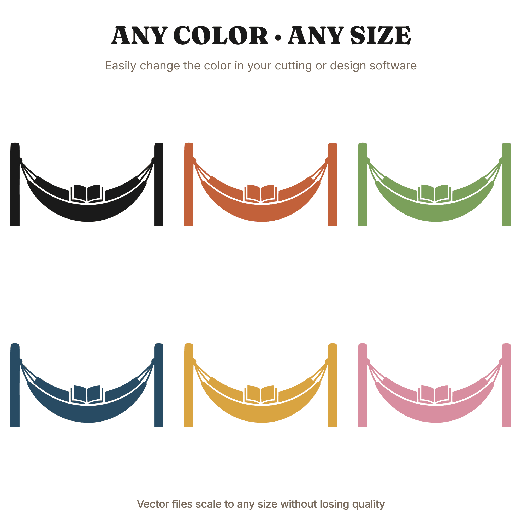 Hammock with Book SVG PNG, Lazy Day Silhouette, Summer Relaxation Cut File, Reading Book Design — view 2
