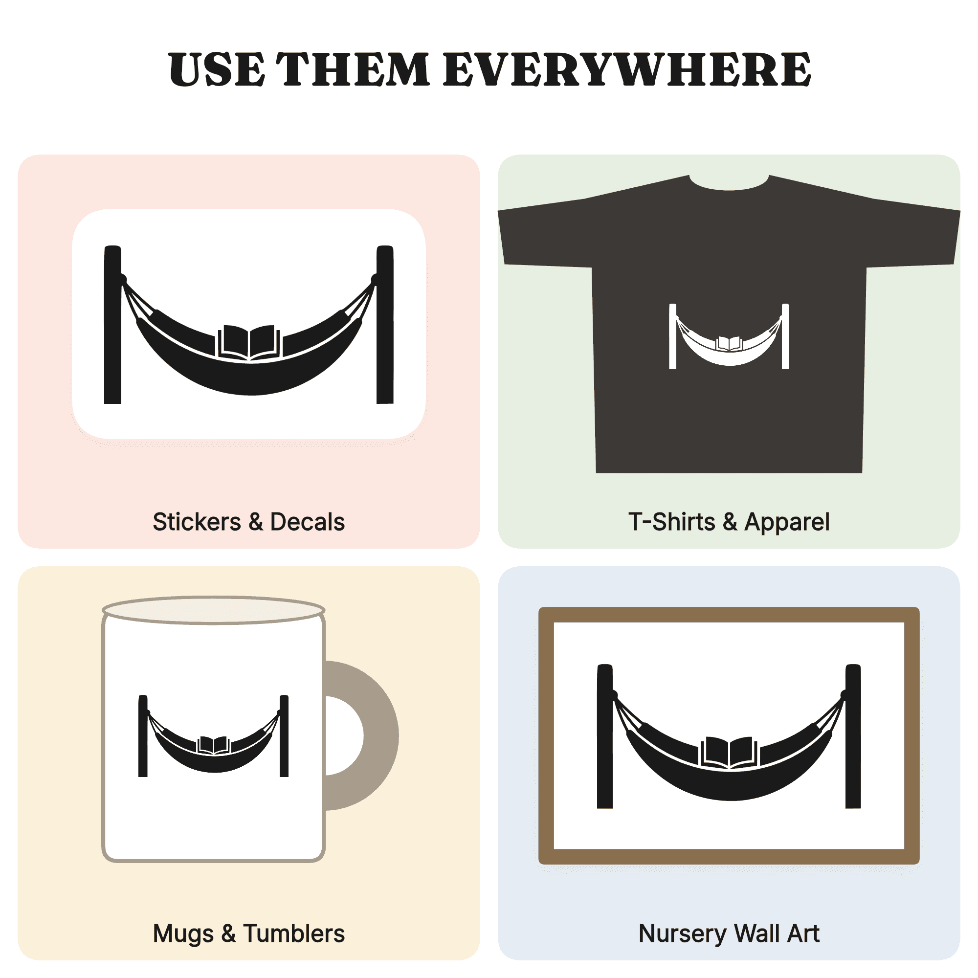 Hammock with Book SVG PNG, Lazy Day Silhouette, Summer Relaxation Cut File, Reading Book Design — view 3