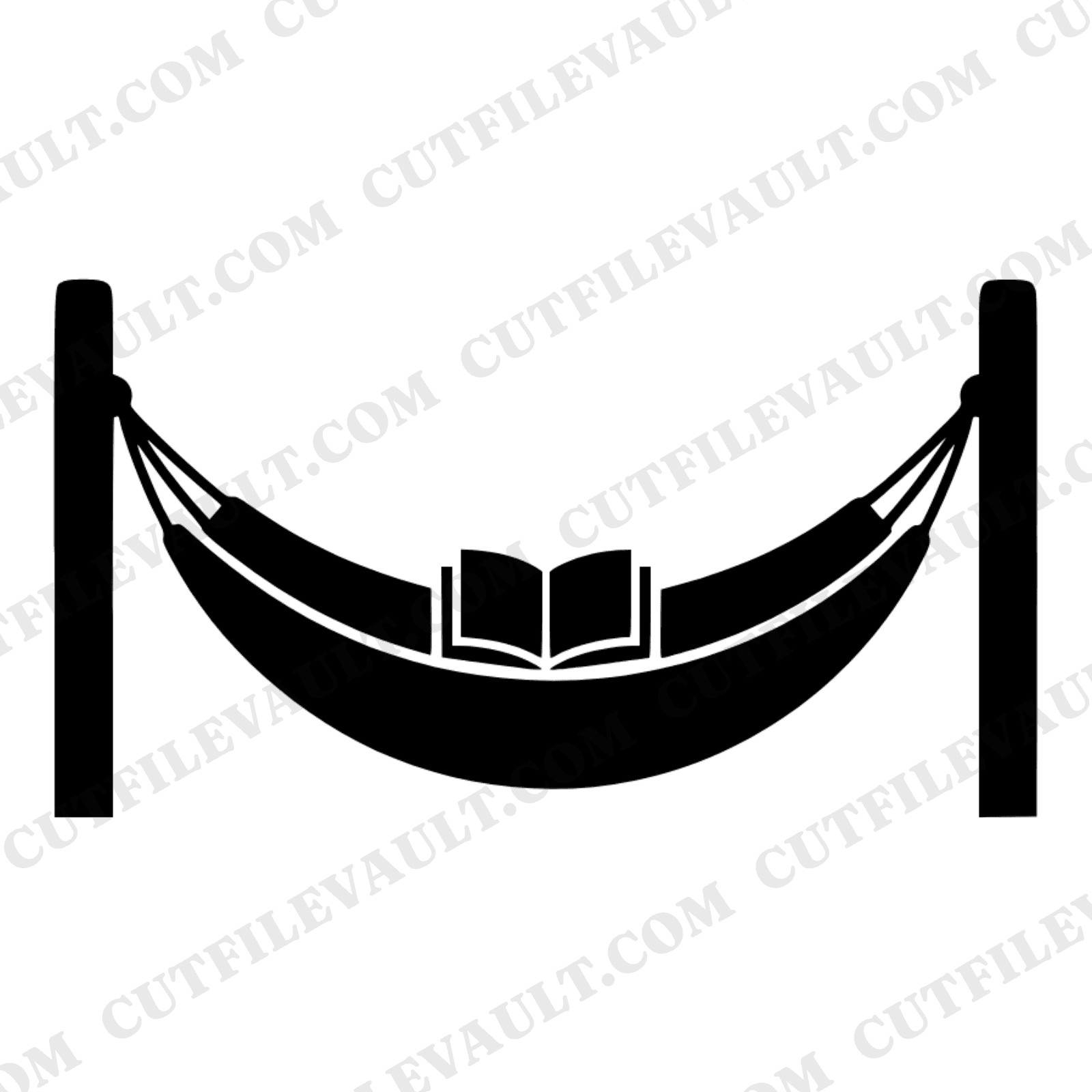 Hammock with Book SVG PNG, Lazy Day Silhouette, Summer Relaxation Cut File, Reading Book Design — view 1