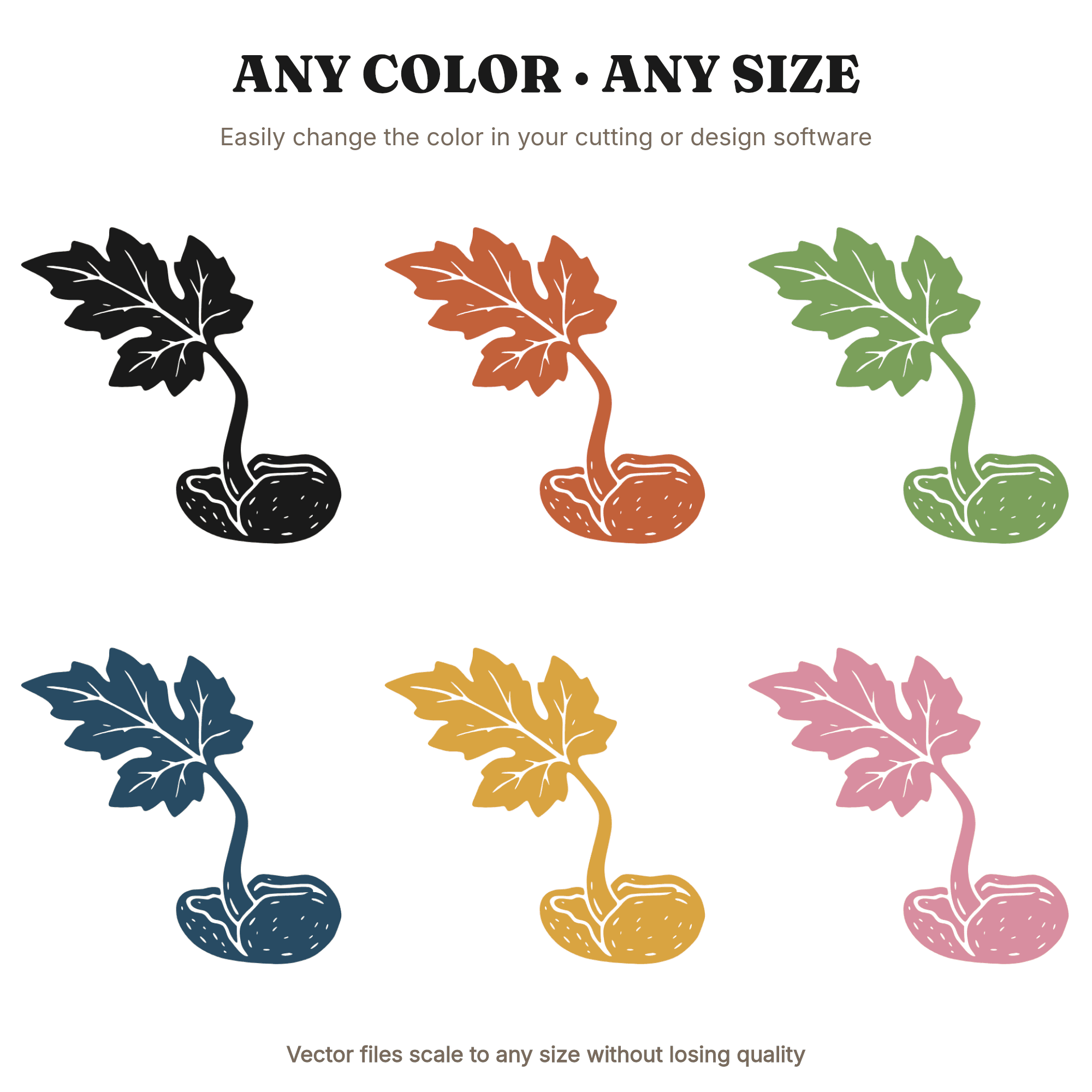 Watermelon Seedling Sprout SVG PNG, Asymmetric Cotyledon Leaves Cut File, Brutalist Doodle Design — view 2