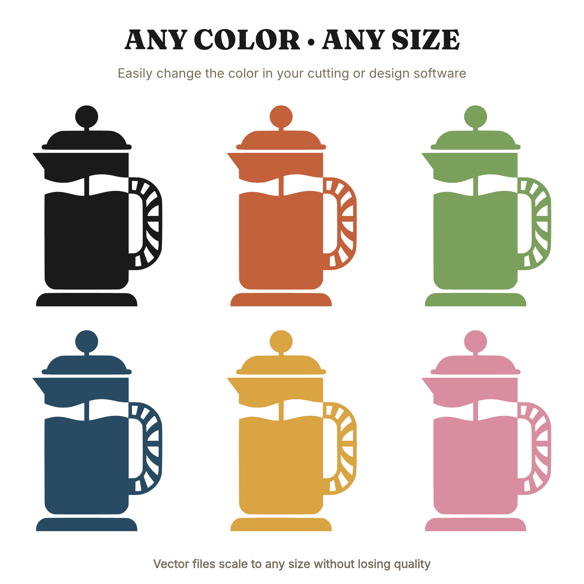 French Press Pumpkin Spice Season SVG PNG Coffee Maker Silhouette Art Deco Fall Autumn Decor — view 2