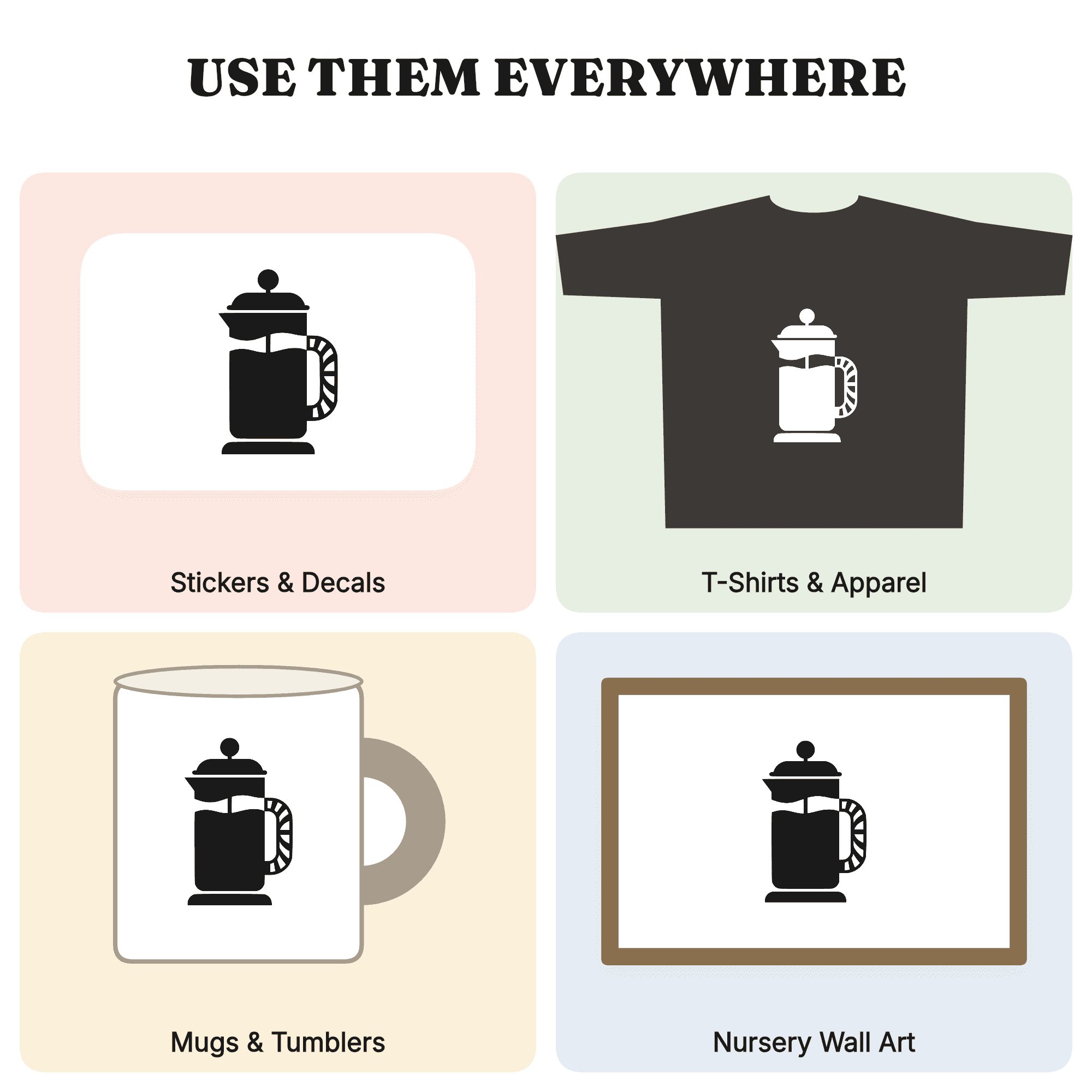 French Press Pumpkin Spice Season SVG PNG Coffee Maker Silhouette Art Deco Fall Autumn Decor — view 3
