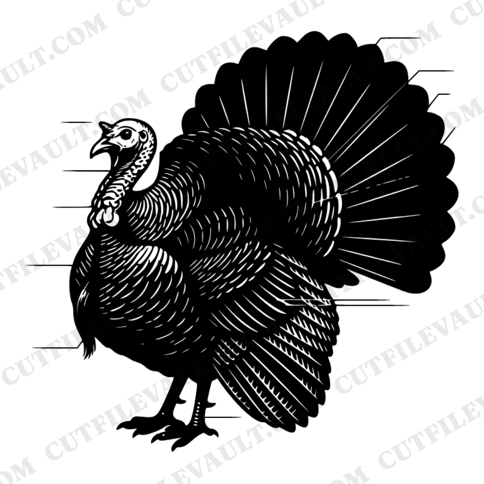 Botanical Turkey SVG PNG, Vintage Herbarium Specimen, Thanksgiving Turkey Cut File, Autumn Harvest Decor — view 1