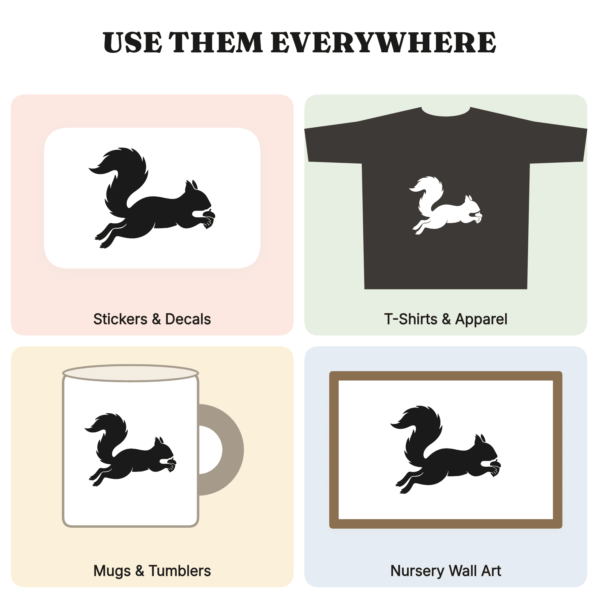 First Day of Autumn Squirrel SVG PNG, Retro 70s Leaping Squirrel Silhouette Cut File, Fall Acorn — view 3