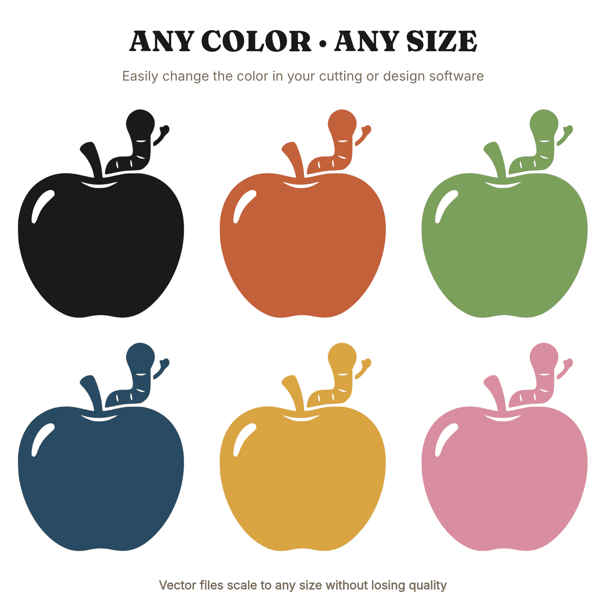 Farmhouse Apple SVG PNG, Kawaii Worm Cut File, Back to School Classroom Decor, Teacher Craft Design — view 2