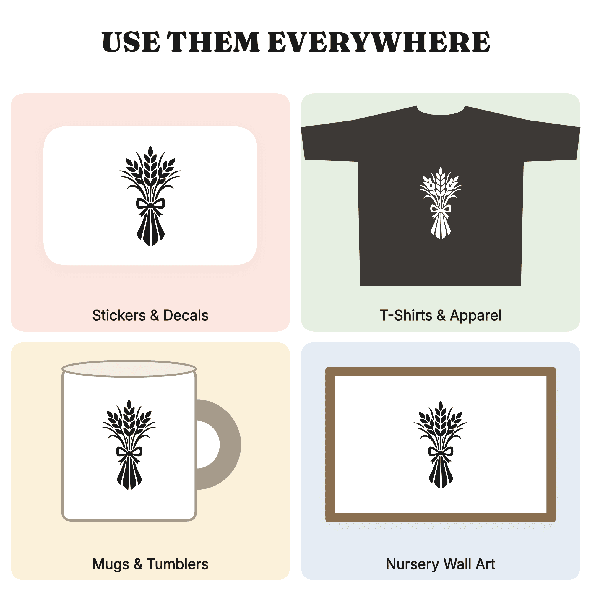 Autumn Wheat Sheaf SVG PNG Farmhouse Harvest Bundle Silhouette Cut File for Cricut Fall Decor — view 3