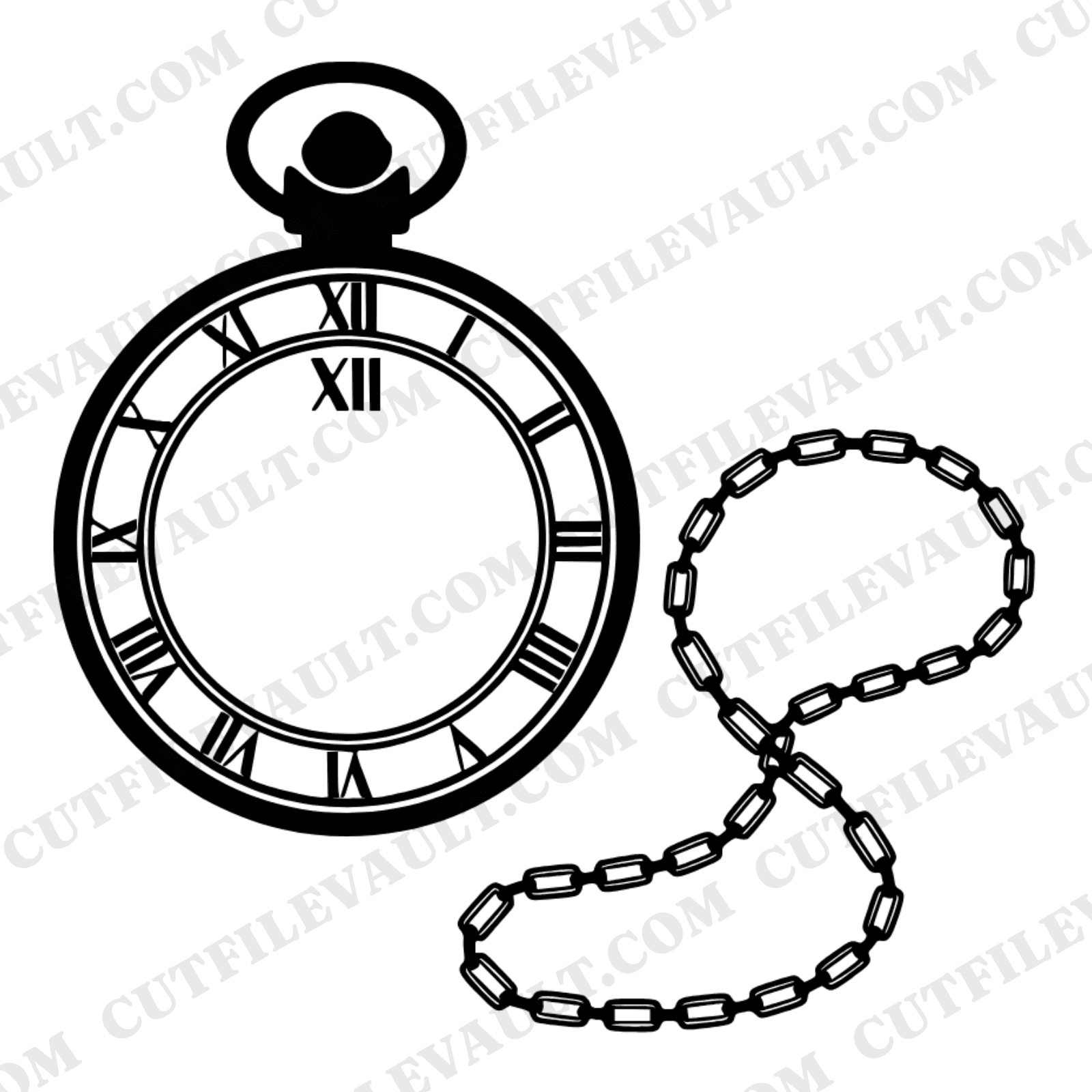 Art Deco Pocket Watch SVG PNG, New Year's Eve Countdown Clock, Geometric Roman Numeral XII Cut File — view 1
