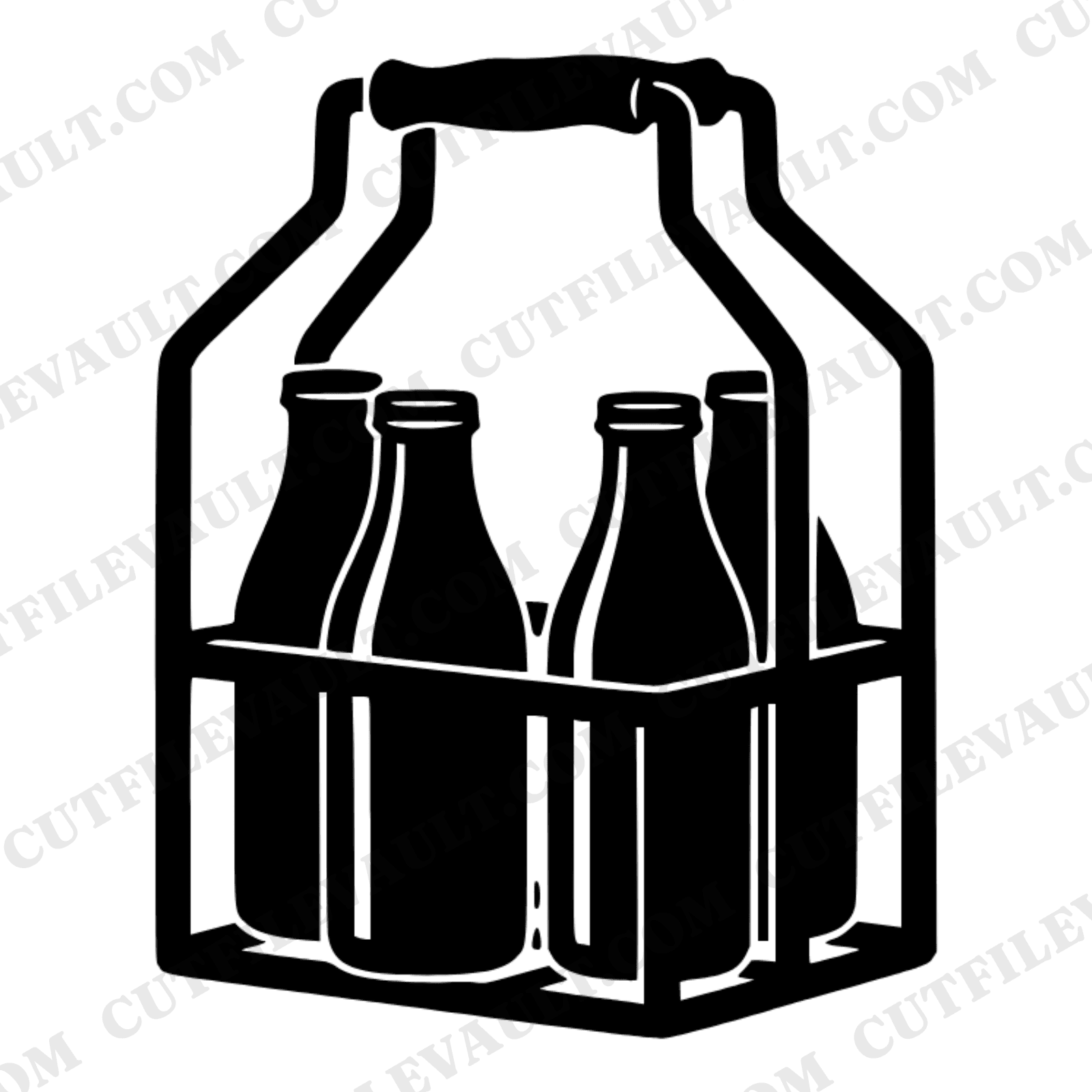 Retro Milk Carrier SVG PNG, Vintage Milk Bottles Cut File, 1950s Farmhouse Christmas Decor SVG — view 1