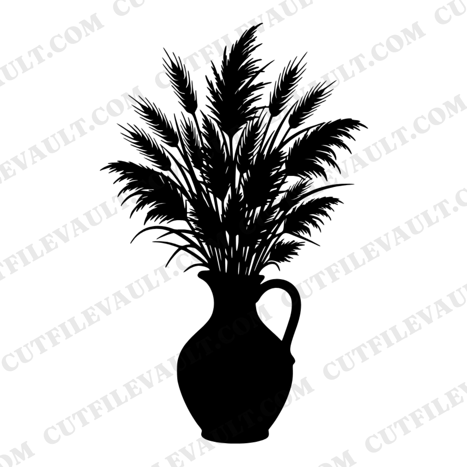 Vintage Farmhouse Jug SVG PNG, Autumn Grasses Cut File, Thanksgiving Decor, Boho Rustic Harvest Design — view 1