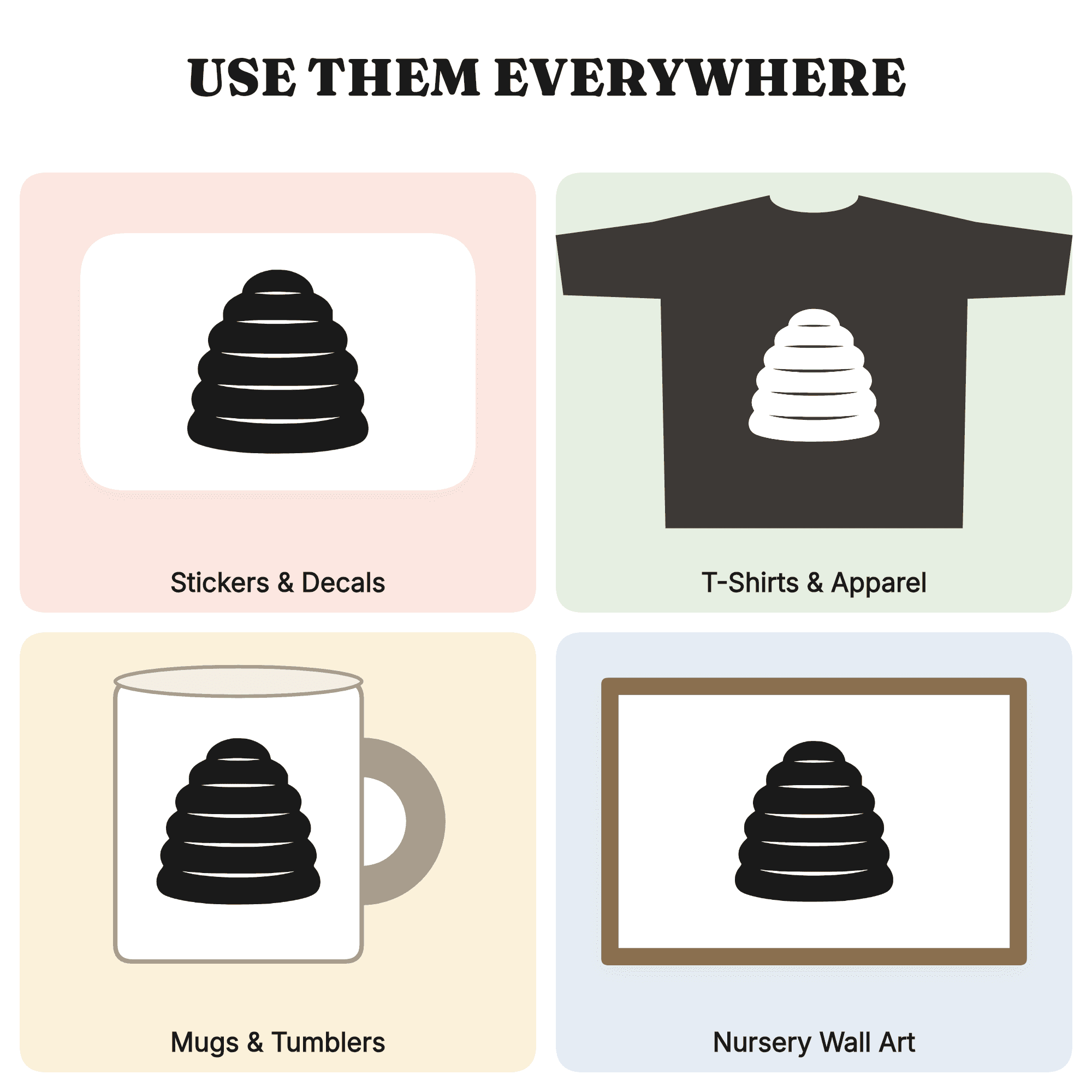 Rustic Honey Skep Beehive SVG PNG, Farmhouse Bee Hive Silhouette Cut File, National Honey Month Decor — view 3