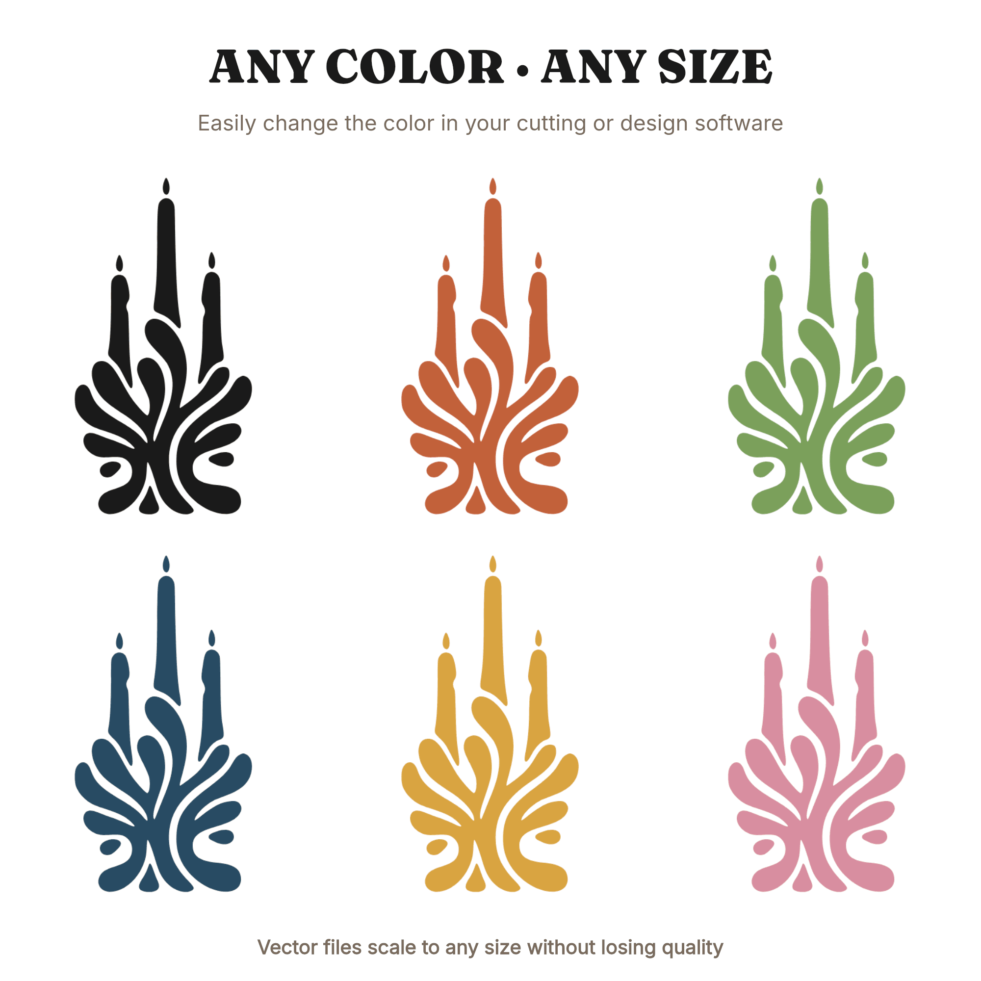 Harvest Unity Candle Trio SVG PNG, Botanical Silhouette Wedding Cut File, Autumn Ceremony Decor — view 2