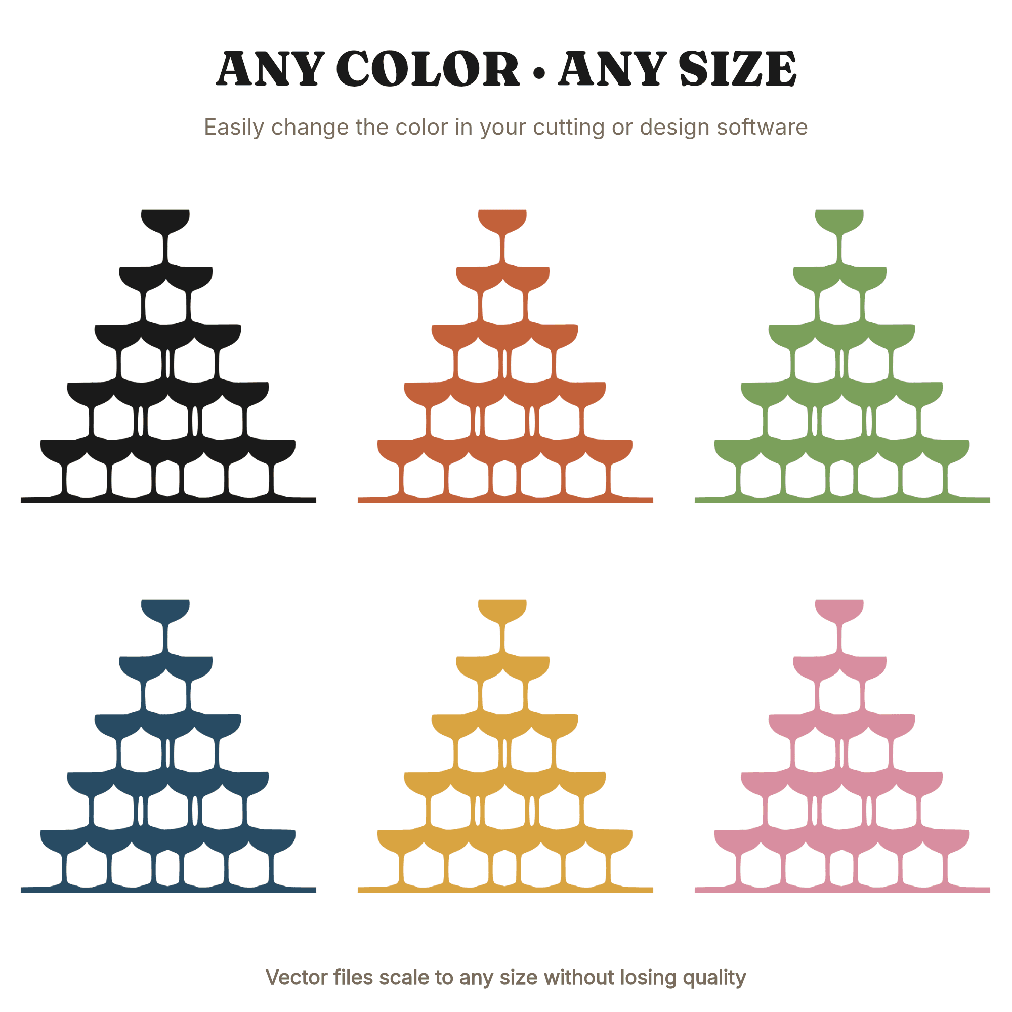 Art Deco Champagne Tower SVG PNG, Vintage Coupe Glass Pyramid Silhouette Cut File for Wedding Party — view 2