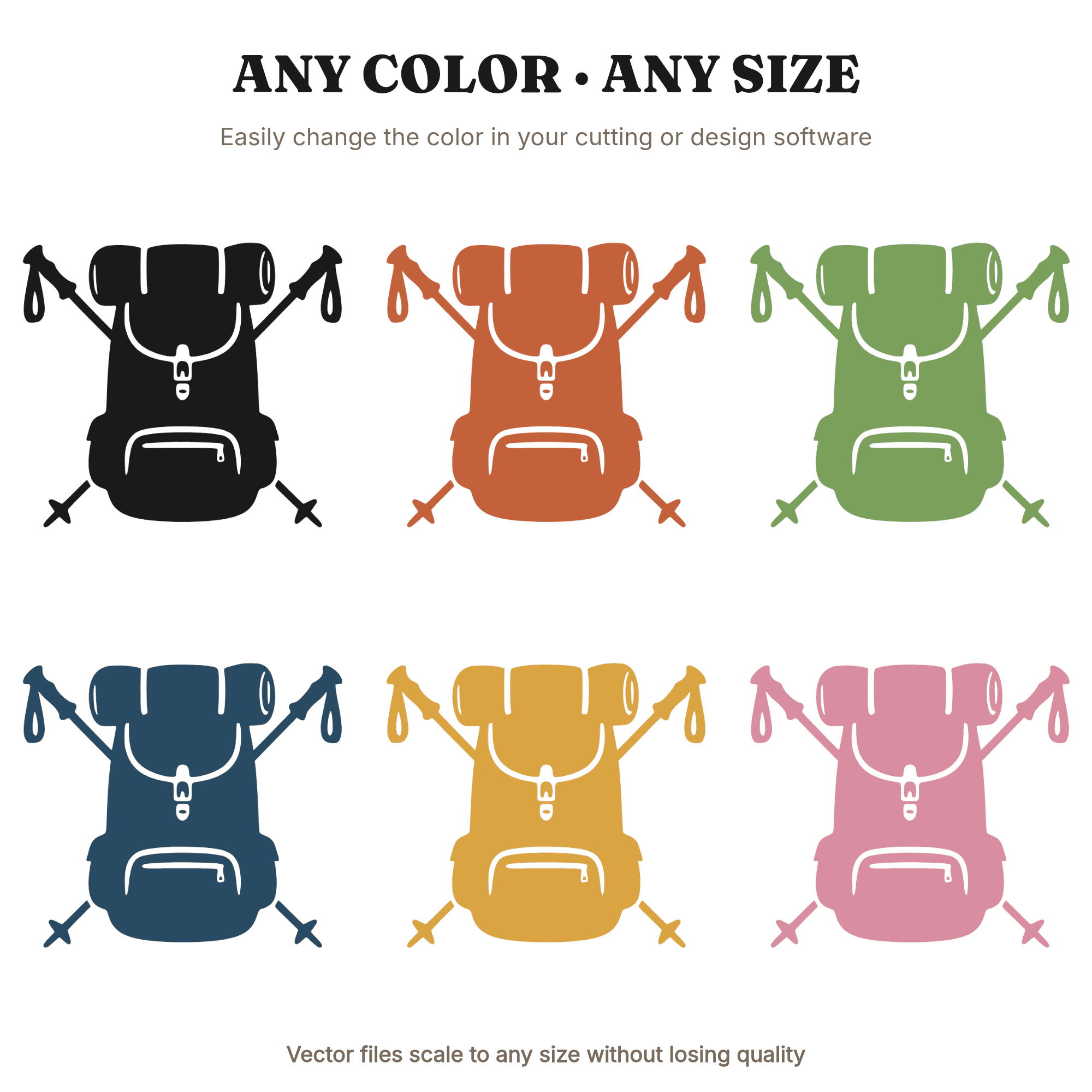 Adventure Backpack SVG PNG, Hiking Backpack with Trekking Poles Cut File, Outdoor Education Design — view 2