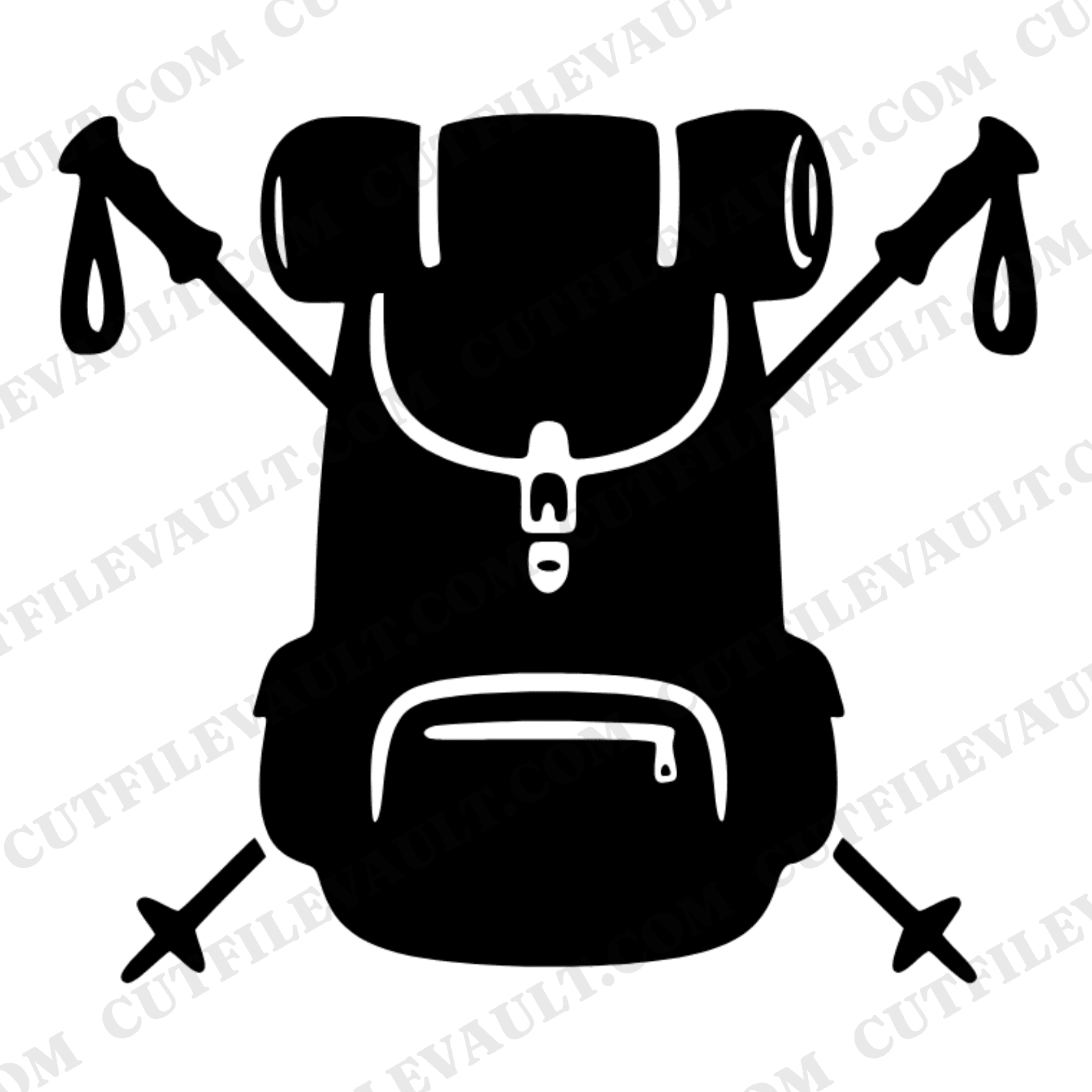 Adventure Backpack SVG PNG, Hiking Backpack with Trekking Poles Cut File, Outdoor Education Design — view 1