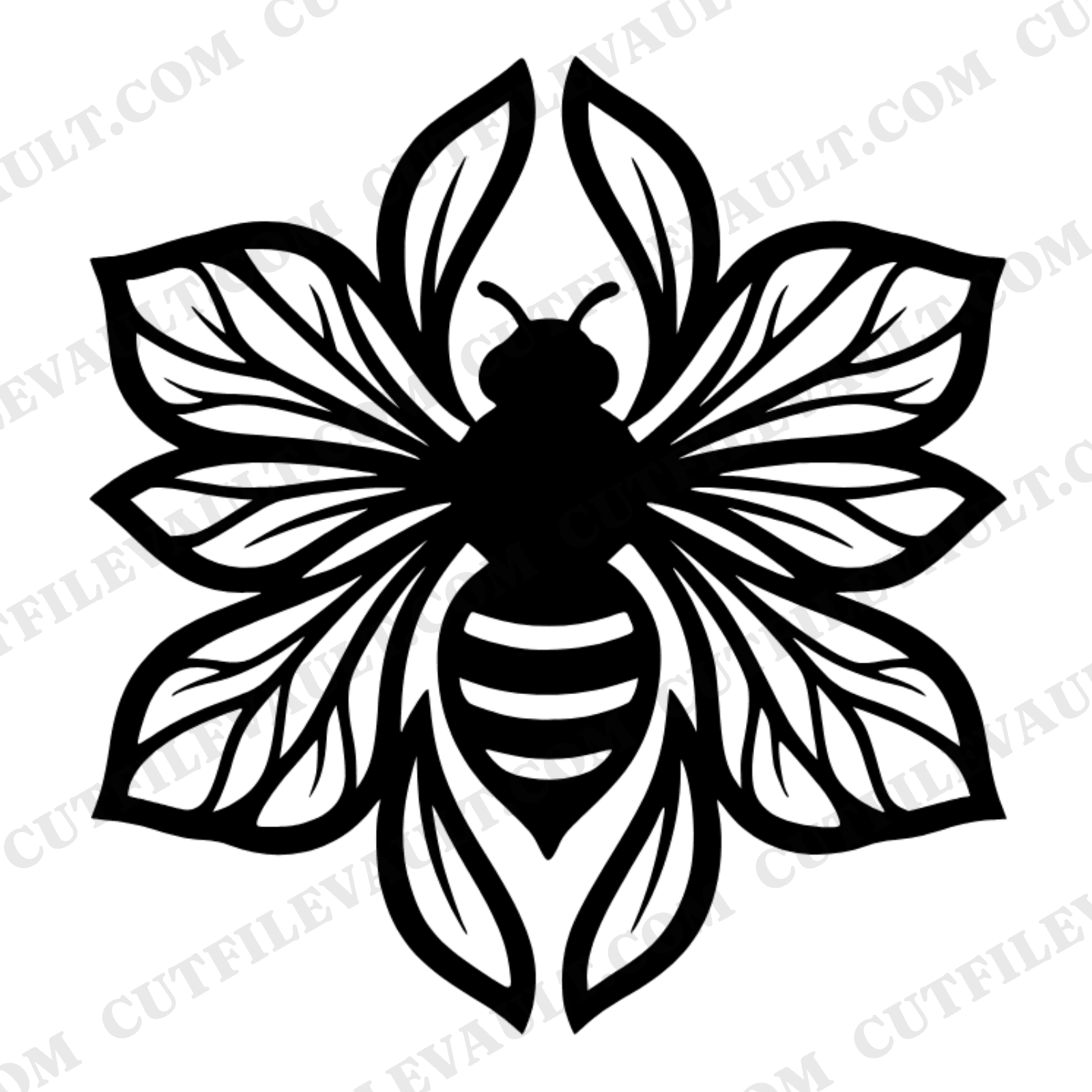 Honey Bee SVG PNG Radial Wings Circular Emblem Boho Pollinator Cut File for Cricut Silhouette — view 1
