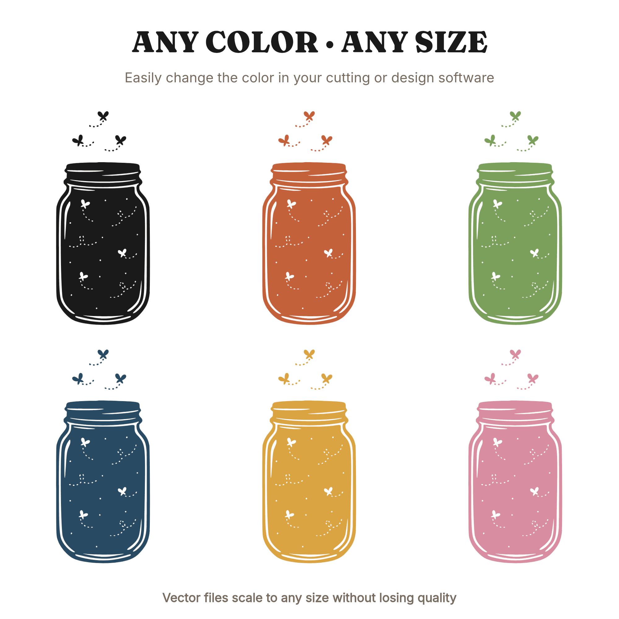 Firefly Mason Jar SVG PNG Late Summer Nights Retro 70s Nursery Decor Cut File Vintage Kids Room — view 2