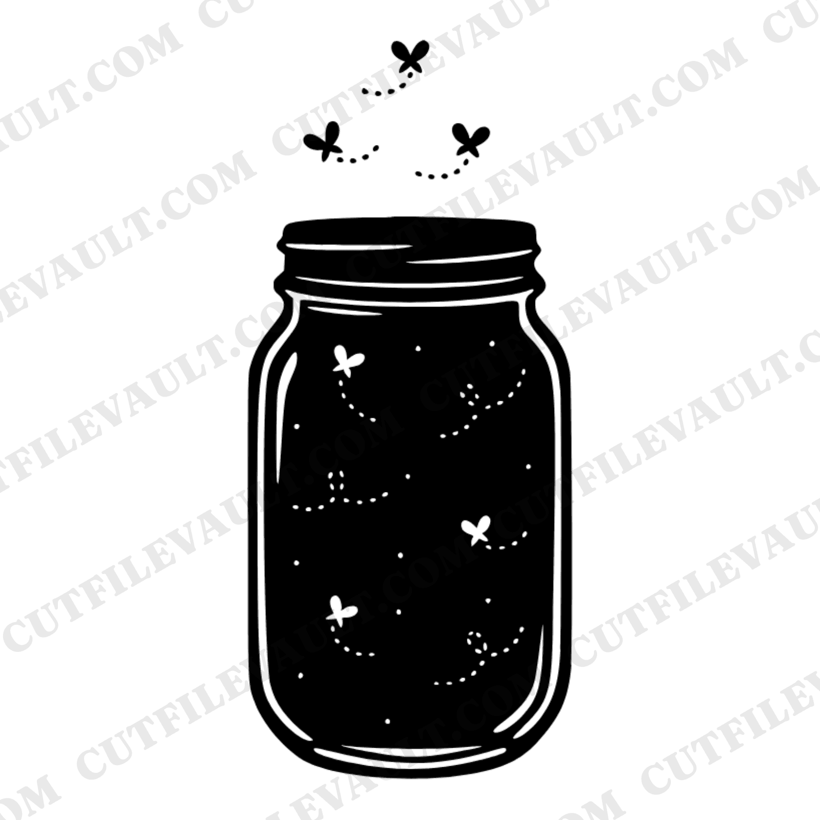 Firefly Mason Jar SVG PNG Late Summer Nights Retro 70s Nursery Decor Cut File Vintage Kids Room — view 1