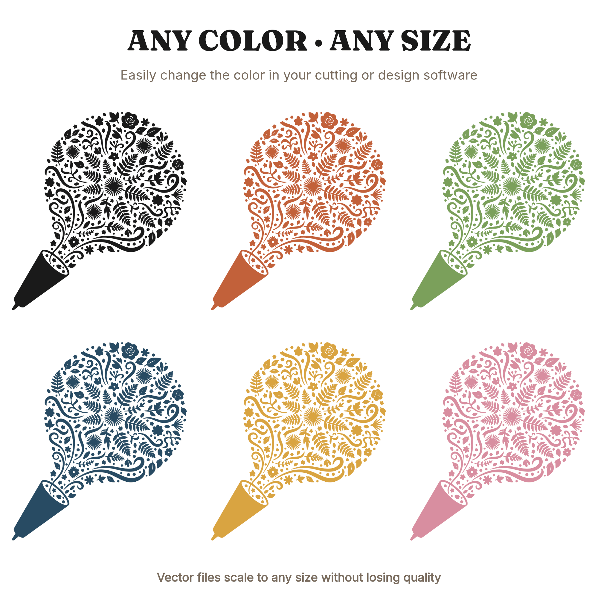 Floral Confetti Burst Mandala SVG PNG, Celebration Popper Silhouette, New Year Party Decor Cut File — view 2