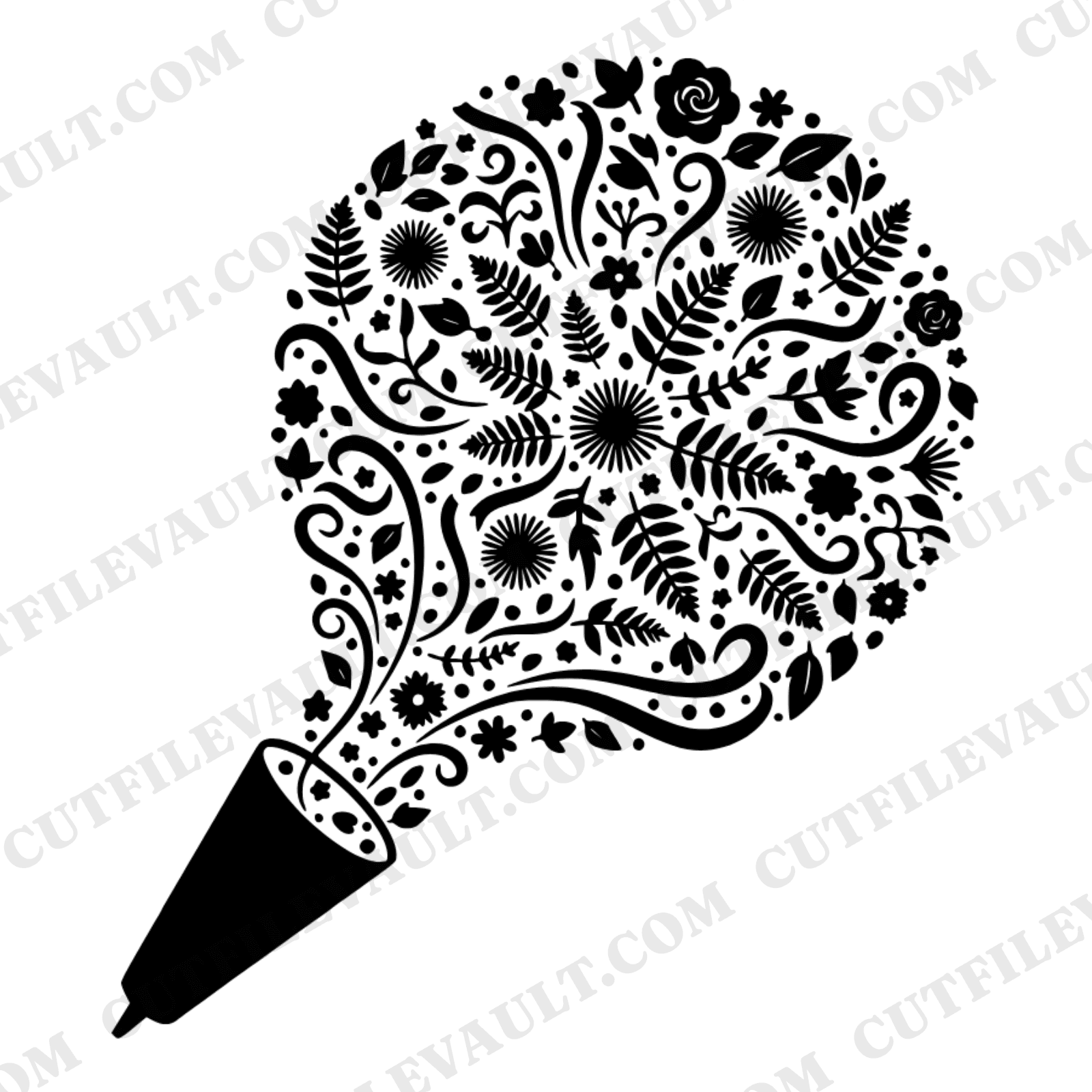 Floral Confetti Burst Mandala SVG PNG, Celebration Popper Silhouette, New Year Party Decor Cut File — view 1