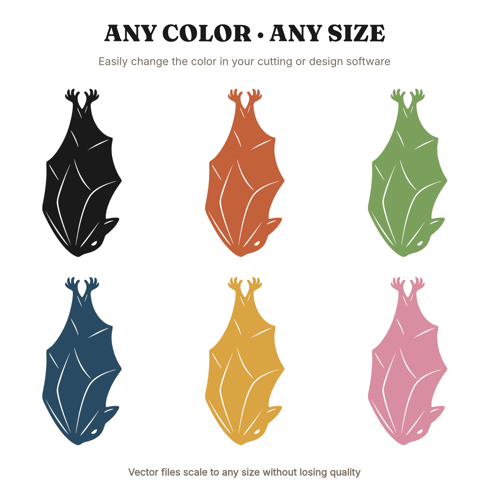 Upside Down Bat Cocoon SVG PNG, Halloween Bat Silhouette Cut File, Gothic Spooky Decor Clipart — view 2