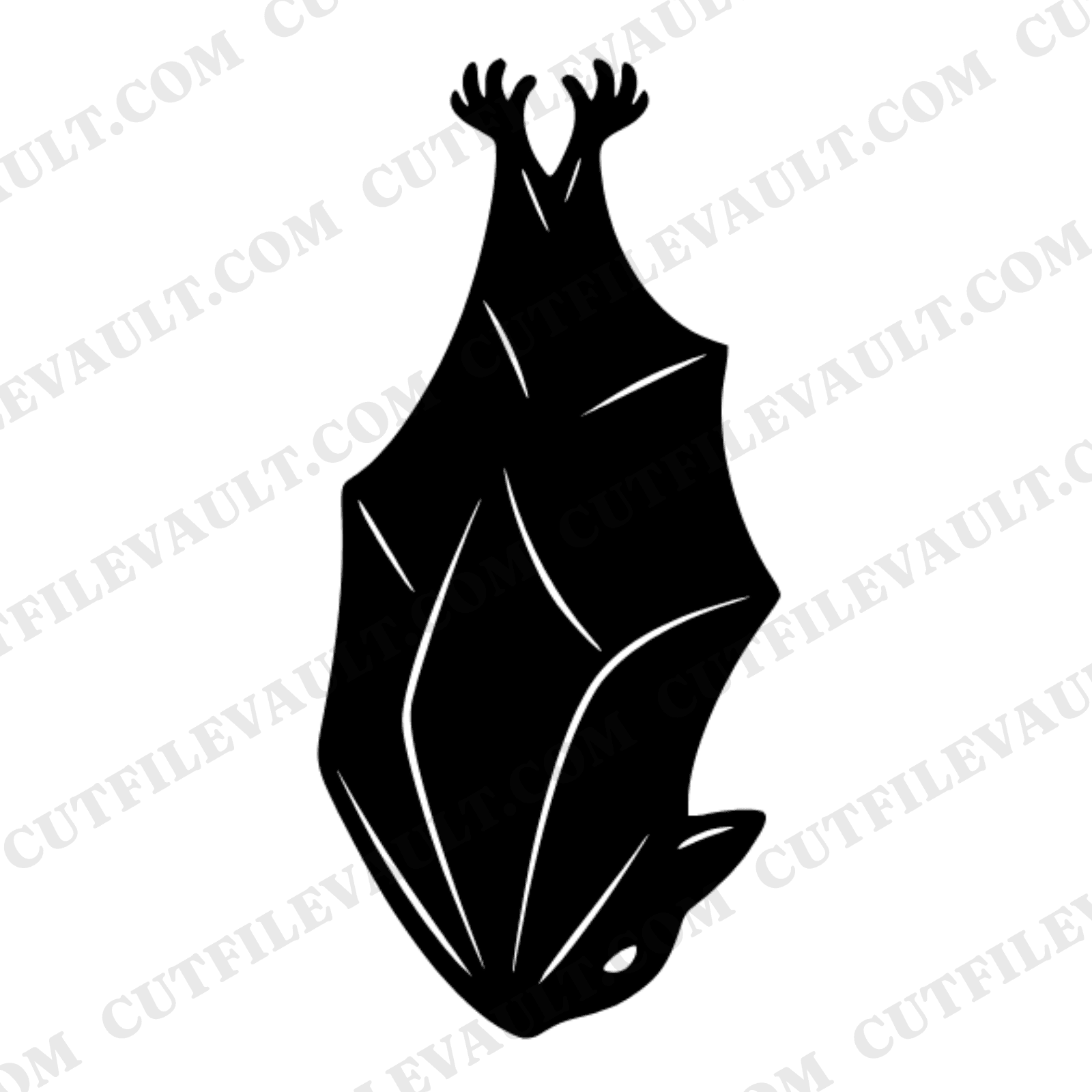 Upside Down Bat Cocoon SVG PNG, Halloween Bat Silhouette Cut File, Gothic Spooky Decor Clipart — view 1