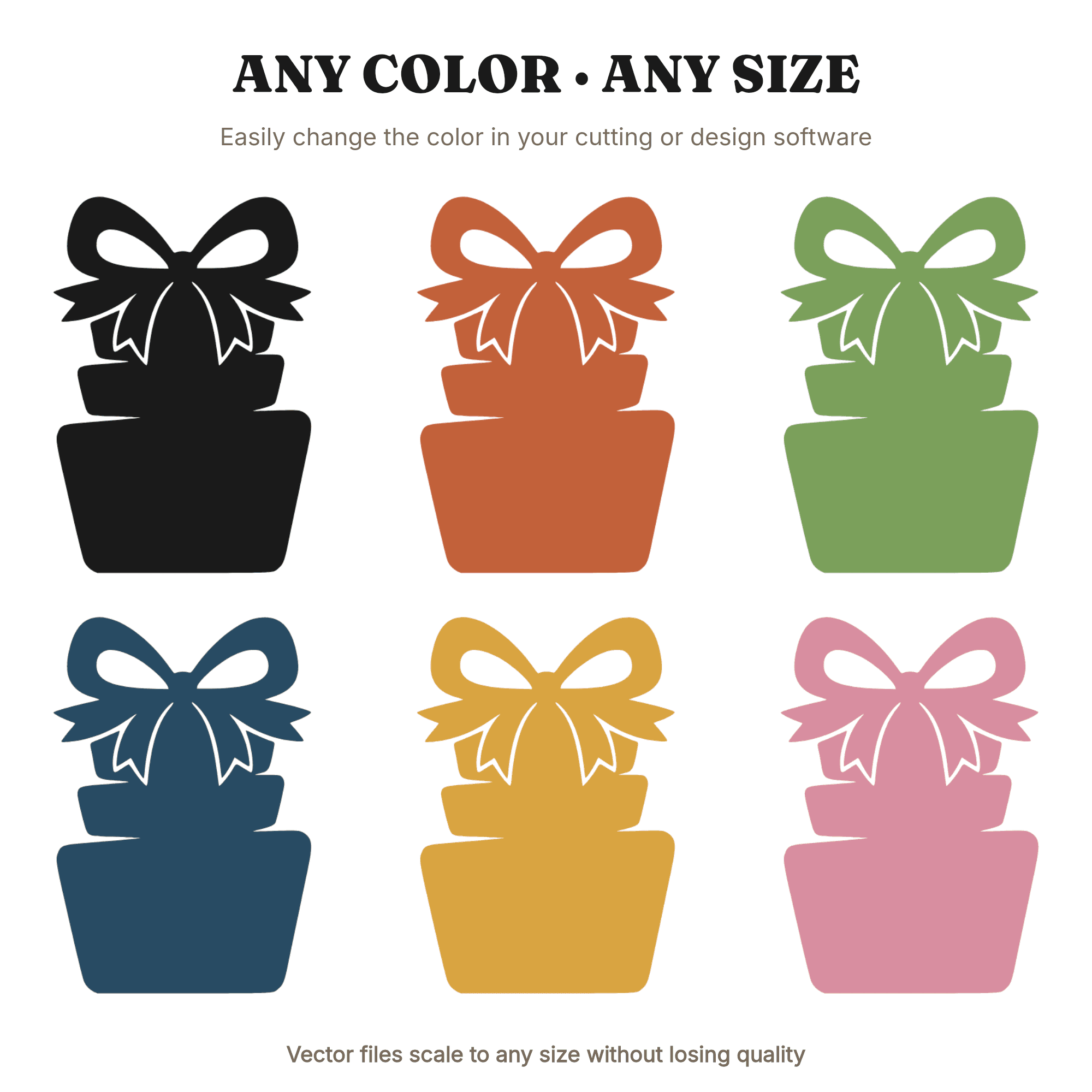 Folk Art Gift Boxes SVG PNG, Stacked Presents with Bow Cut File, Bridal Shower Invitation Clipart — view 2